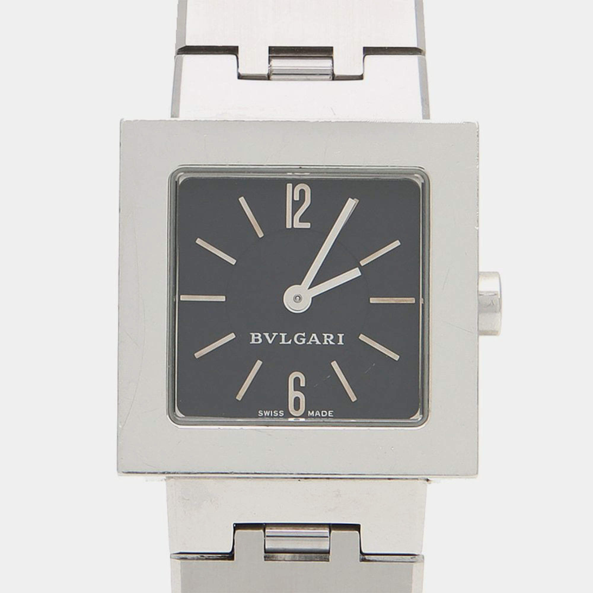Pre Owned Bvlgari Quadrato SQ22SS Quartz Stainless Steel Women's Wristwatch 22 mm