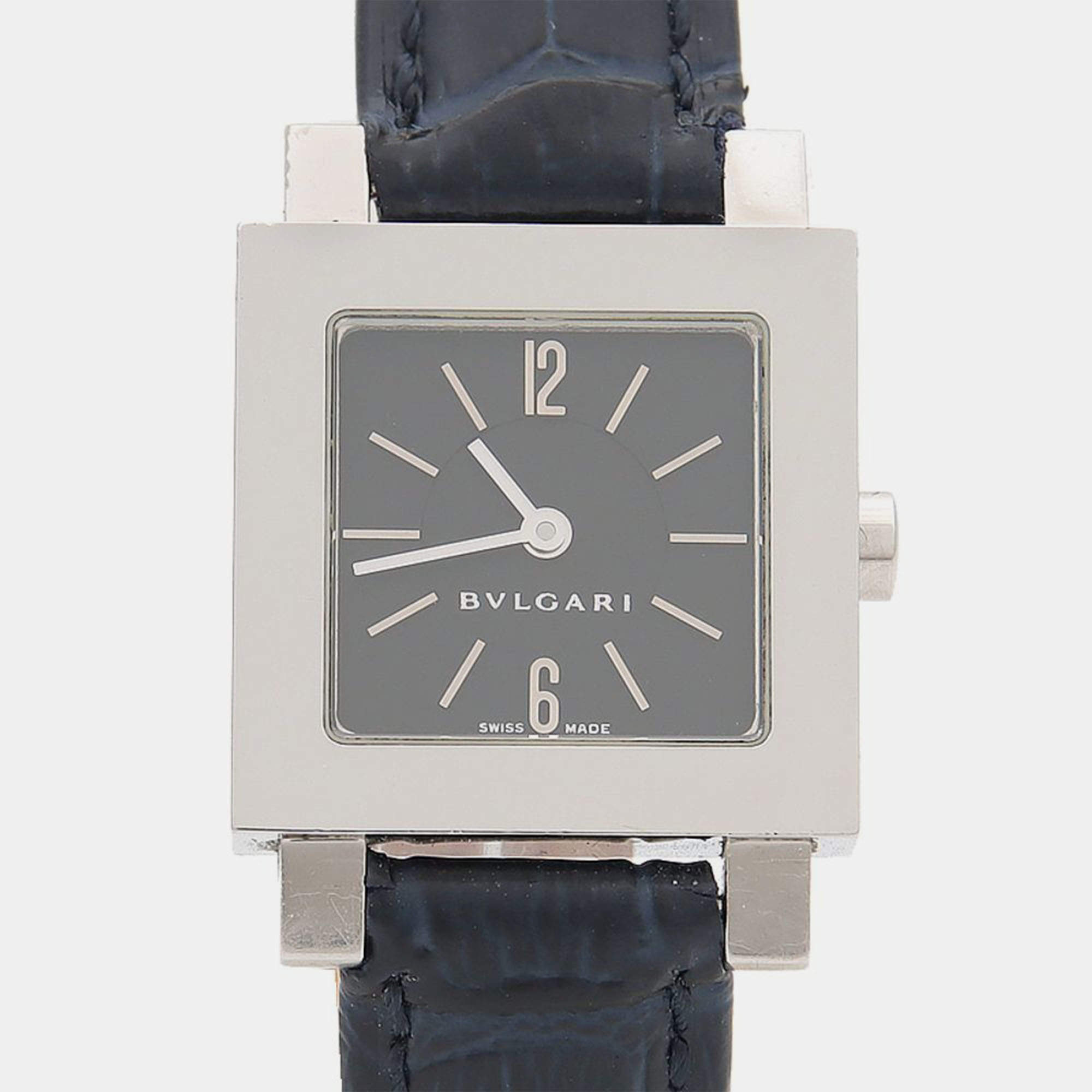 Pre Owned Bvlgari Quadrato SQ22SLS Quartz Stainless Steel Women's Wristwatch 22 mm