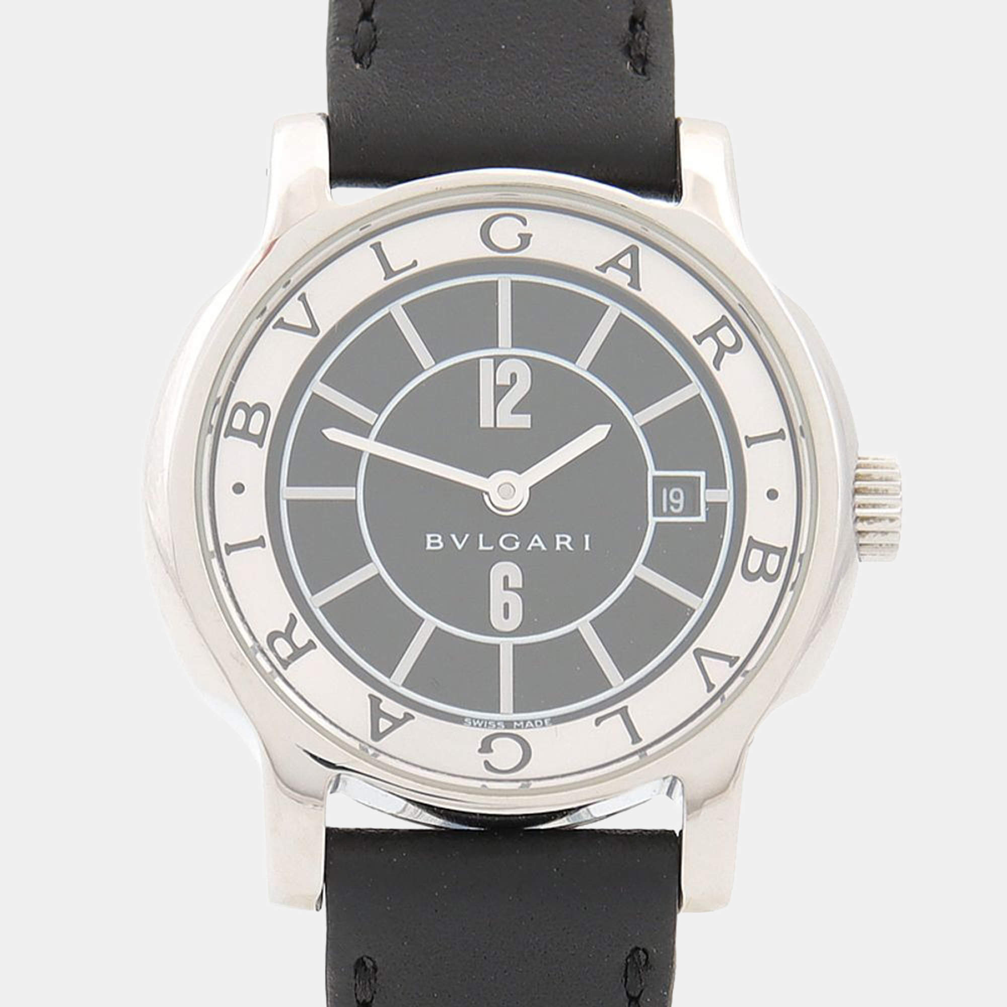 Pre Owned Bvlgari Solotempo ST29S Quartz Stainless Steel Women's Wristwatch 29 mm