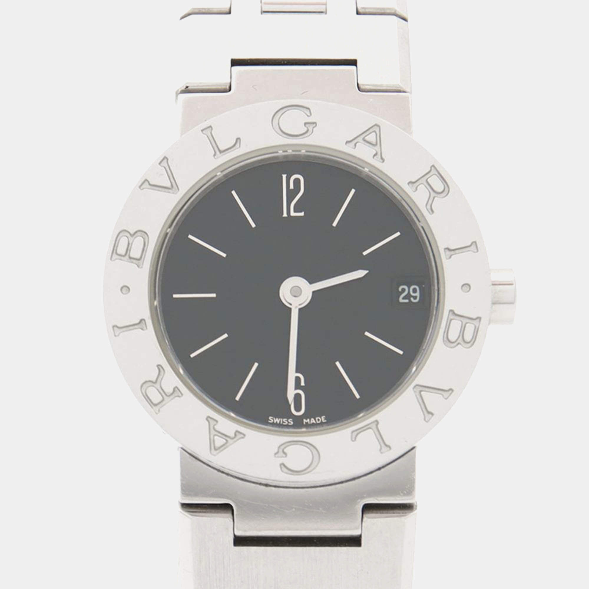 مملوكة مسبقًا Bvlgari BB23SS Quartz Black Stainless Steel Women's Wristwatch 23 mm