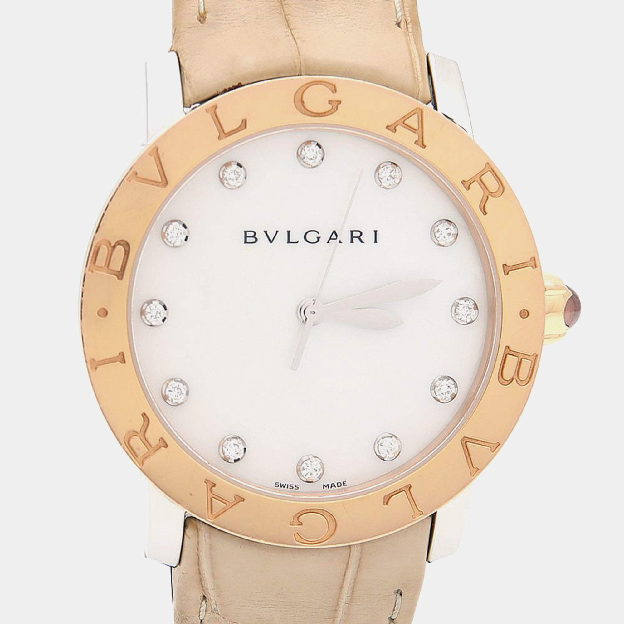 Pre Owned Bvlgari BB BBLP37SG Automatic Rose Gold Men's Wristwatch 37 mm