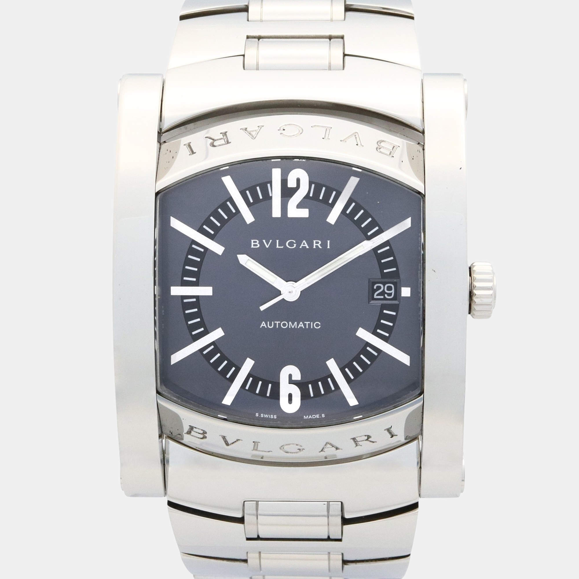 Pre Owned Bvlgari Assioma AA48S Automatic Grey Stainless Steel Women's Wristwatch 37.5 mm