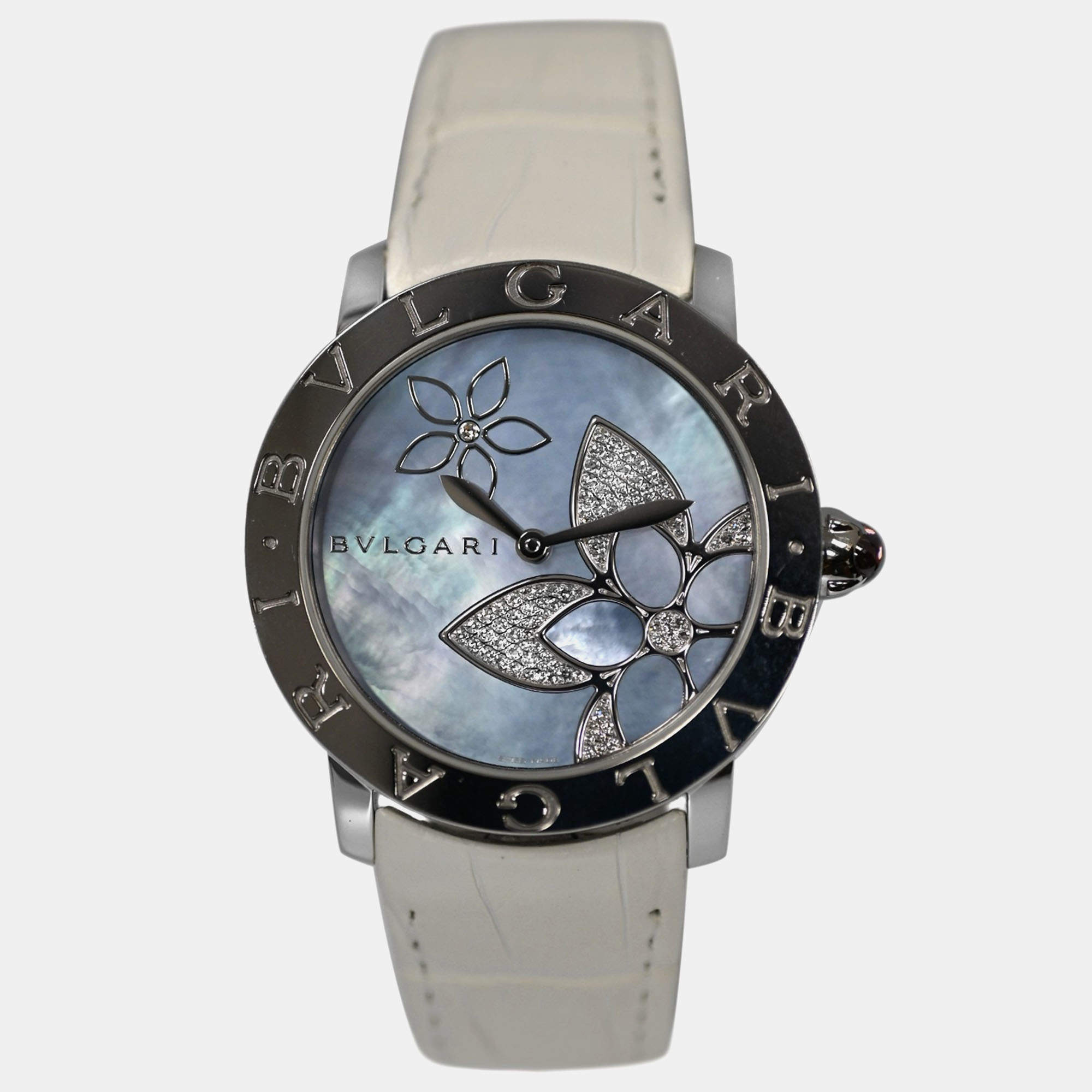 Pre Owned Bvlgari BvlgariBvlgari BBLP37S Quartz White diamonds steel Women's Wristwatch 37 mm