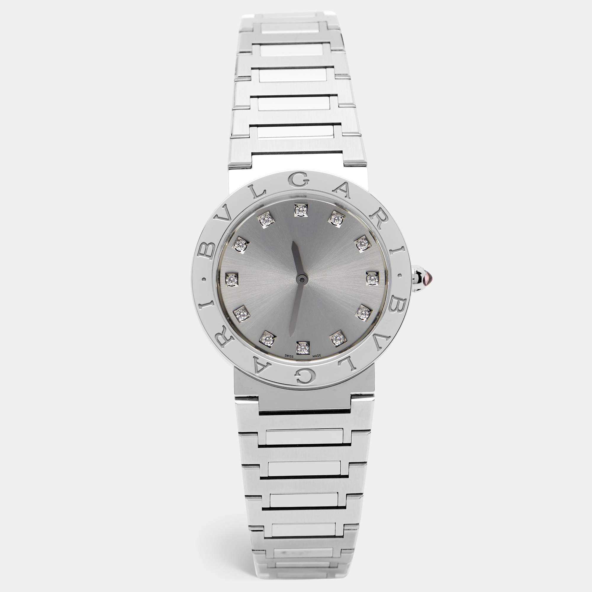مملوكة مسبقًا  Bvlgari Bvlgari 103696 Silver Dial Stainless Steel Diamond  Women's Wristwatch 33 mm