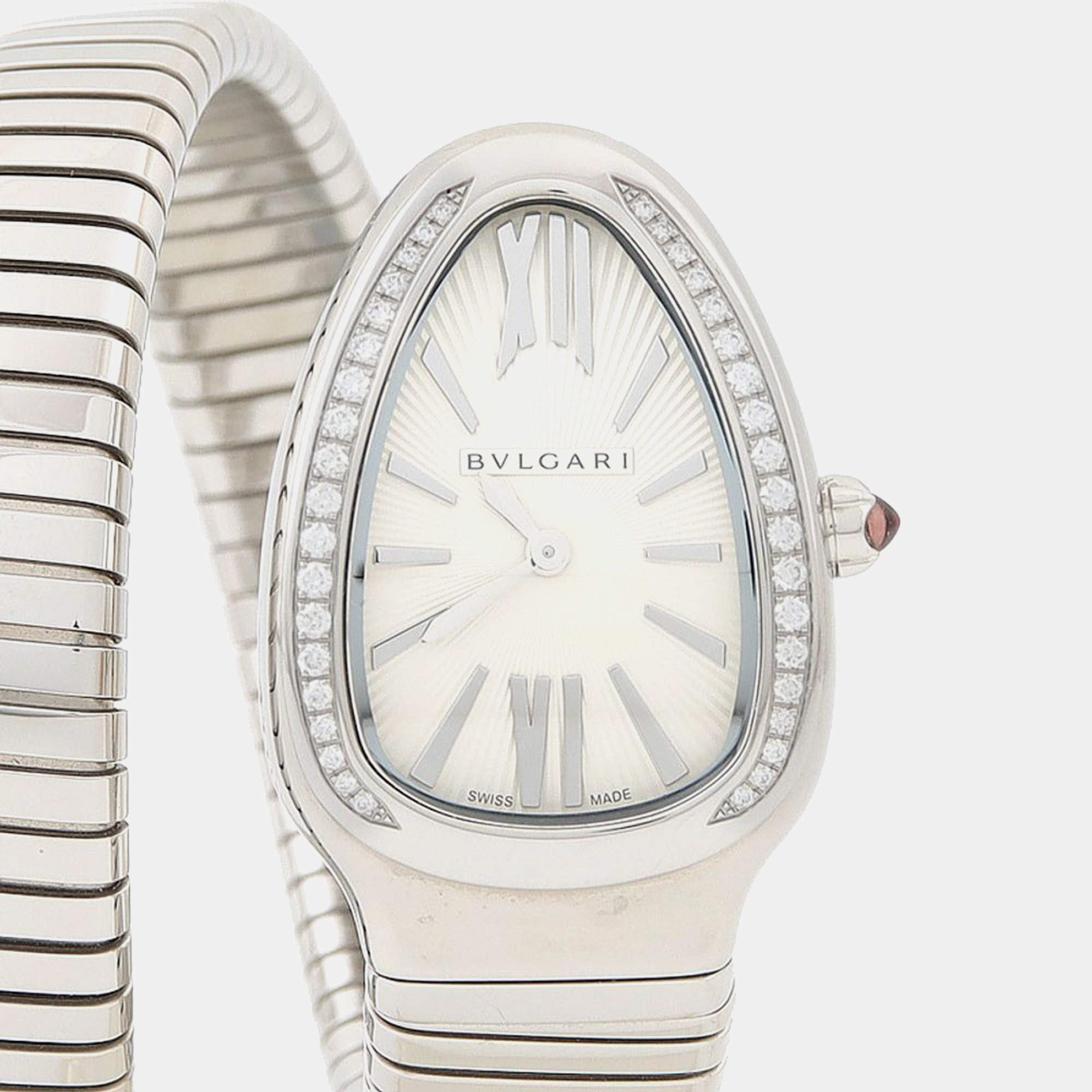 Pre Owned ساعة يد نسائية بلغاري "سيربينتي توبوغاس 101816 كوارتز" ألماس ستانلس ستيل 35 مم