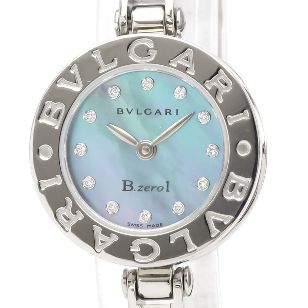 Pre Owned Bvlgari Blue MOP Diamonds Stainless Steel B.Zero1 Quartz Bz22S Women's Wristwatch 22 MM