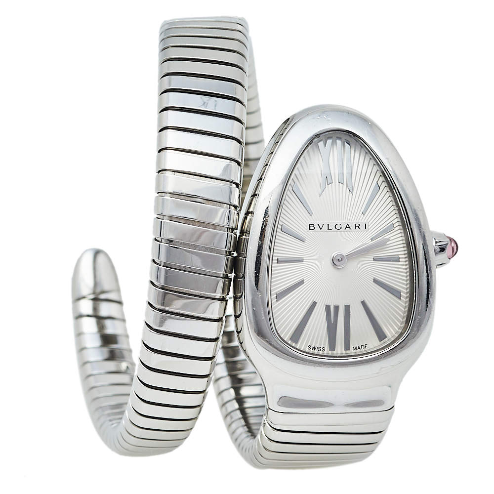 Pre Owned ساعة يد نسائية بلغاري سربنتي توبوغاز أس بي 35 أس ستانلس ستيل فضية 35 مم