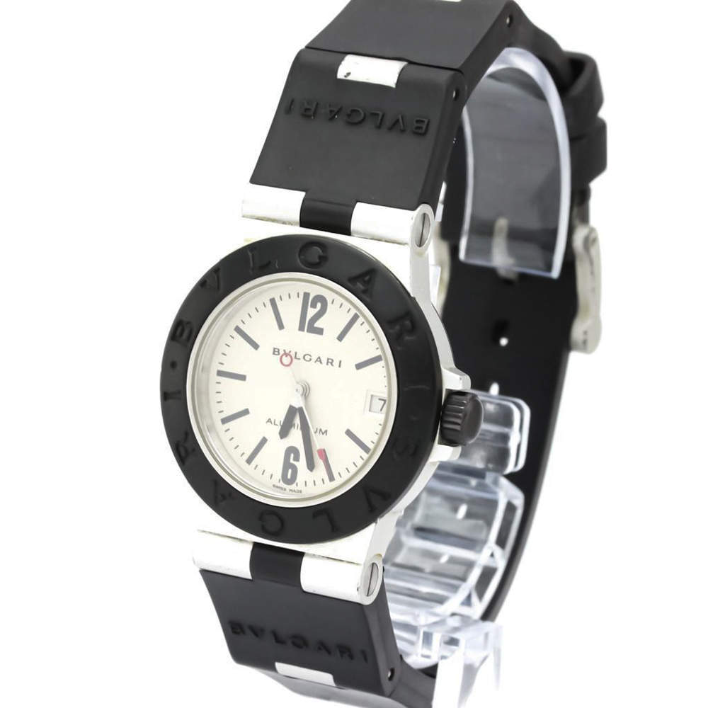 Pre Owned Bvlgari Silver Aluminum Diagono Quartz Al32A Women's Wristwatch 32 MM