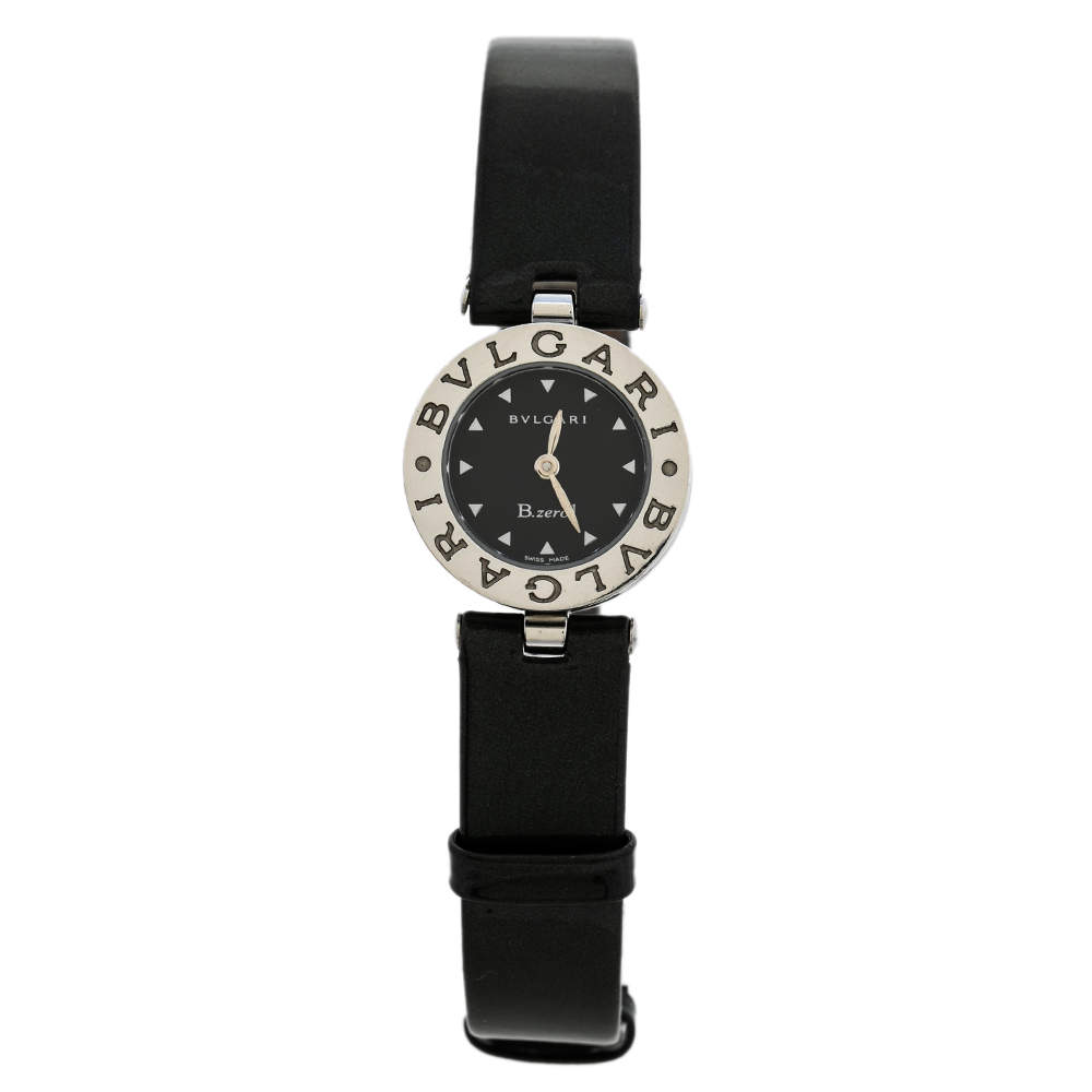 Bvlgari Grey Stainless Steel & Patent Leather B.Zero1 BZ 22 S Women's Wristwatch 22 mm