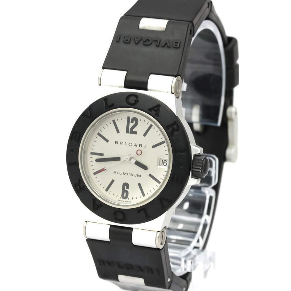 Bvlgari Silver Aluminum Diagono Quartz Al32A Women's Wristwatch 32 MM