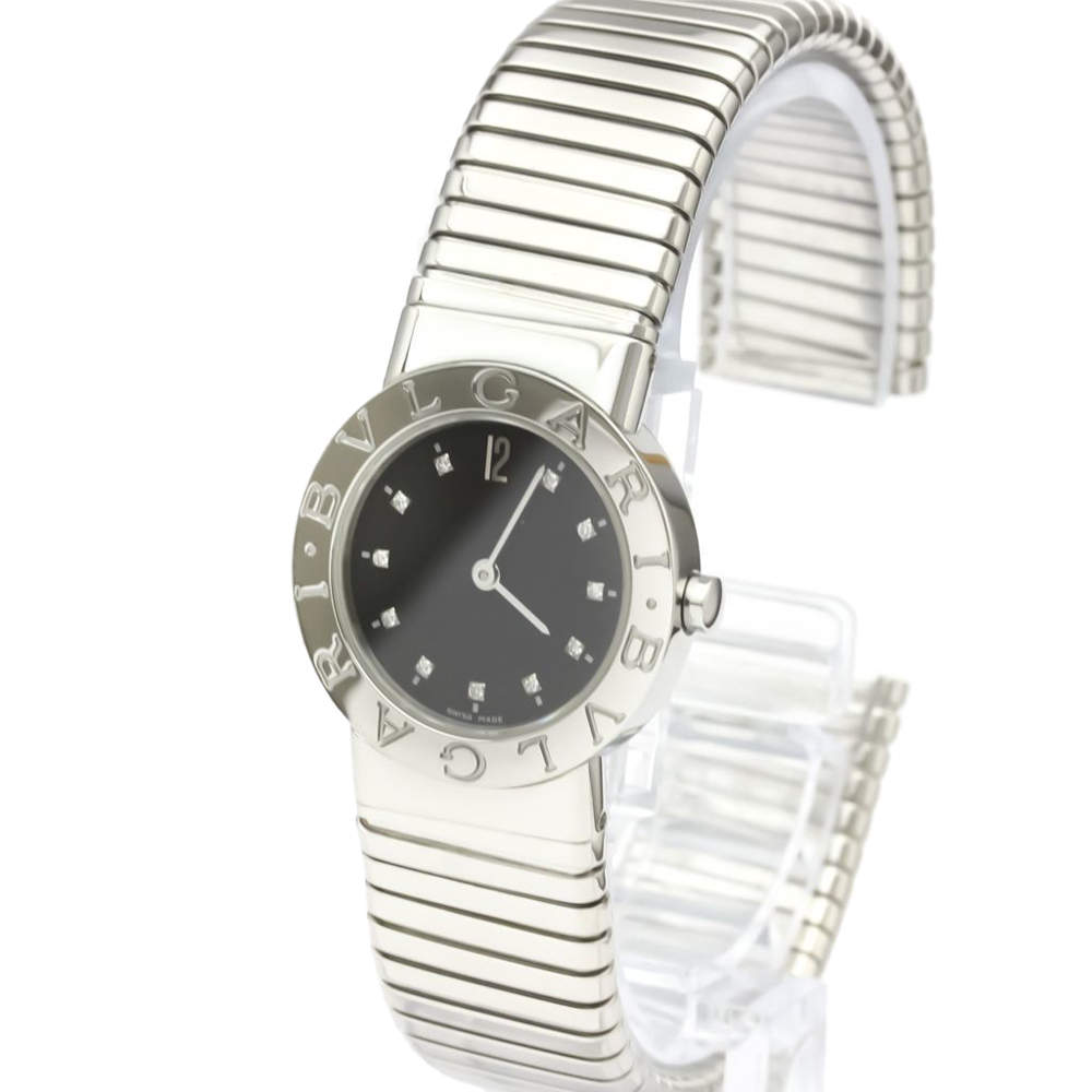 Bvlgari Black Diamonds Stainless Steel Tubogas BB26 2TS Quartz Women's Wristwatch 26 MM