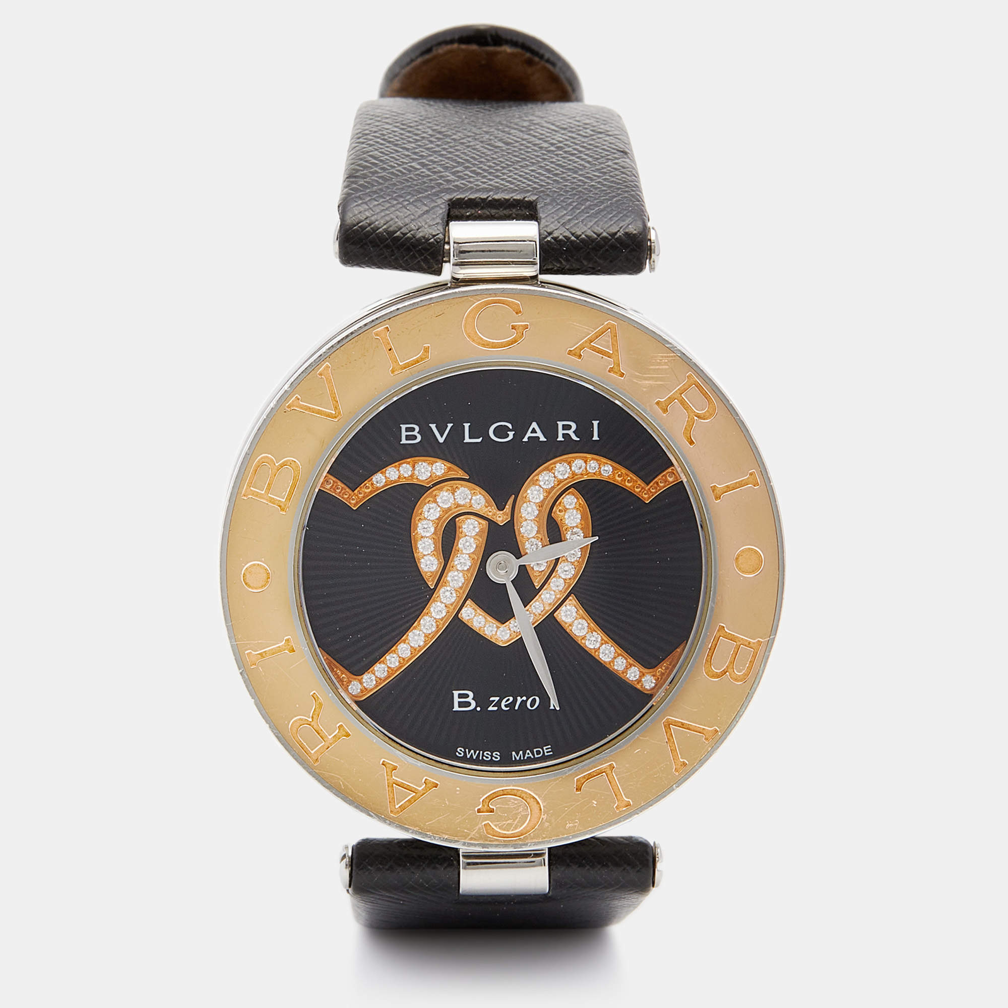 Pre Owned Bvlgari Black 18K Gold Stainless Steel B.Zero1 BZ P 35 S Quartz Women's Wristwatch 35 MM