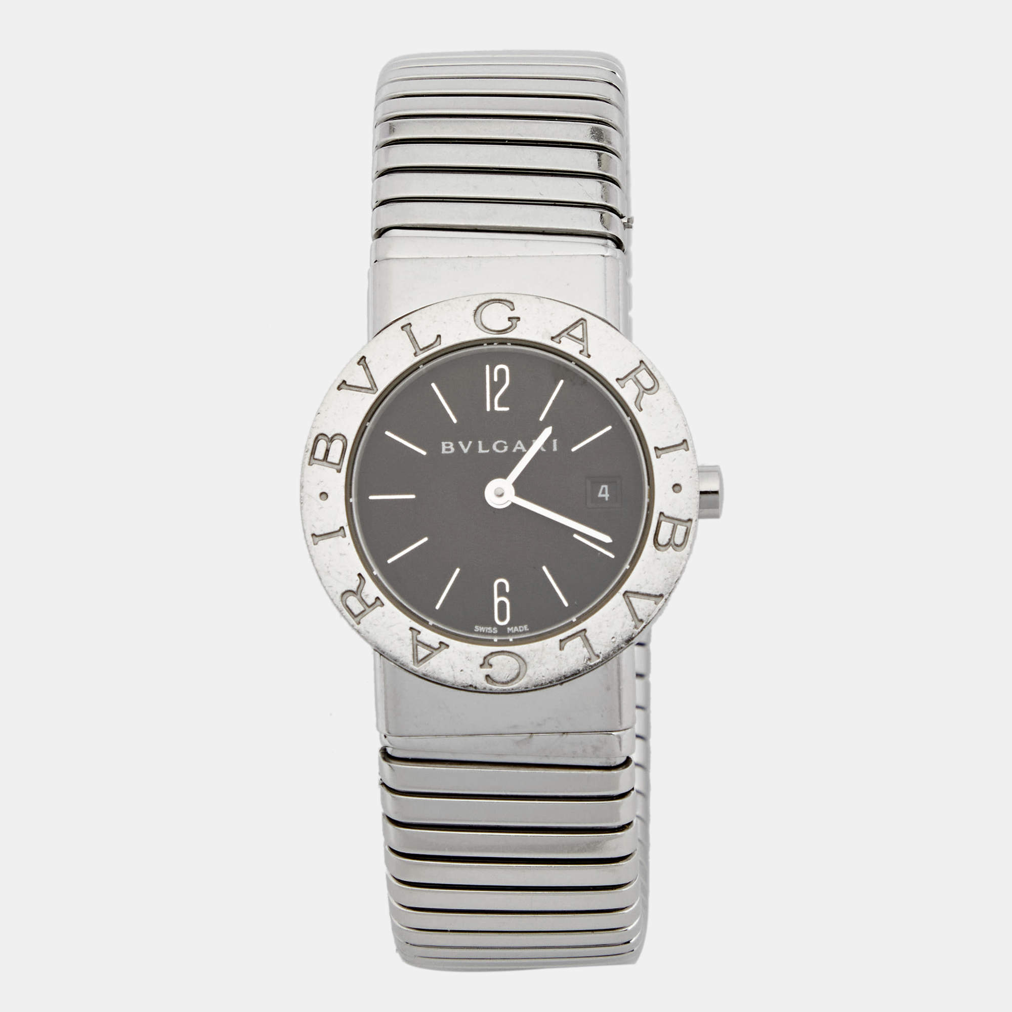Bvlgari Black Stainless Steel Tubogas BB262TS Women's Wristwatch 26 mm