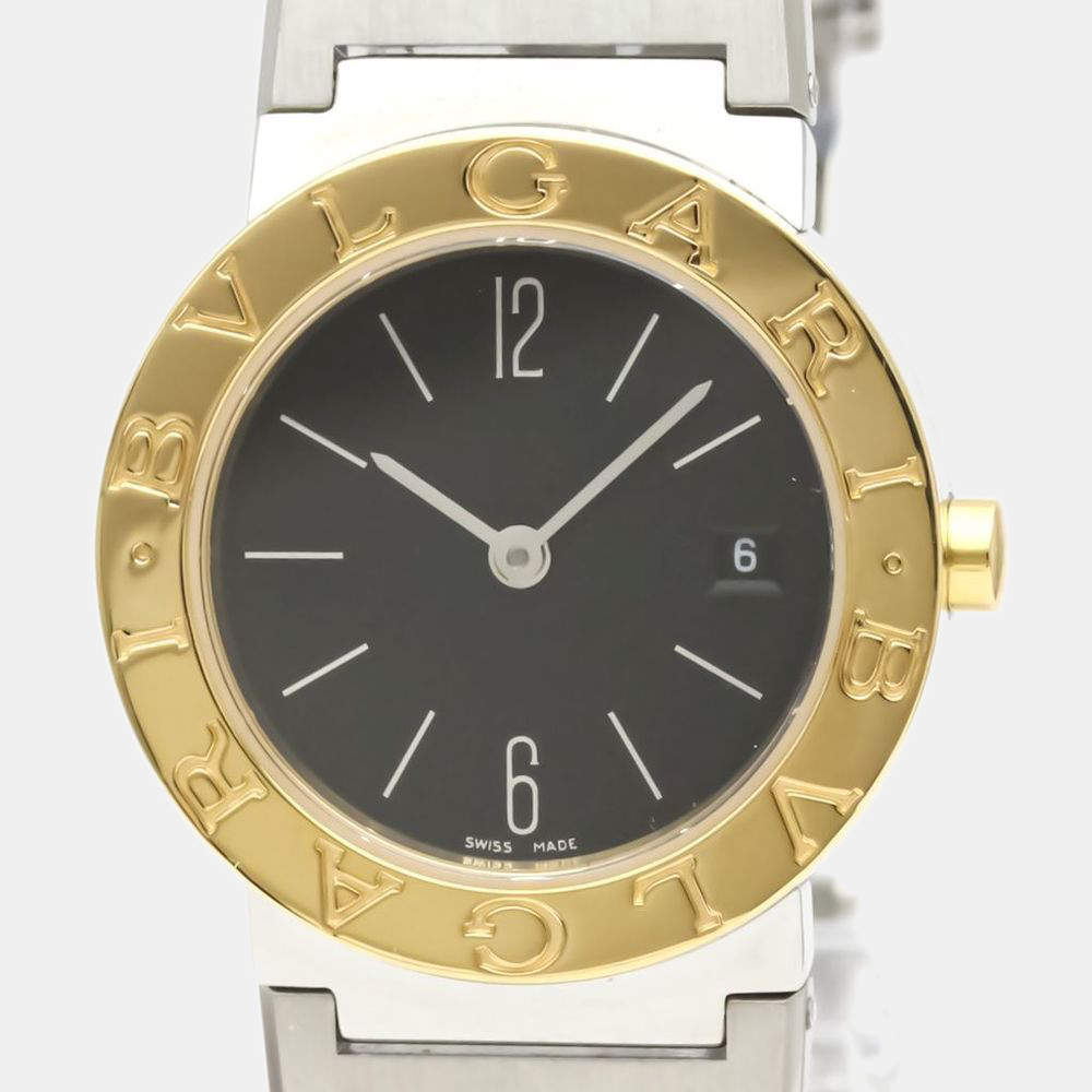 Pre Owned Bvlgari Black 18K Yellow Gold and Stainless Steel Bvlgari Bvlgari BB26SG Women's Wristwatch 26 mm