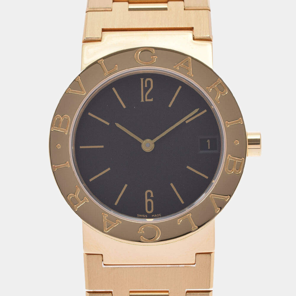 Bvlgari Black 18k Yellow Gold Bvlgari Bvlgari BB30GG Quartz Women's Wristwatch 30 mm