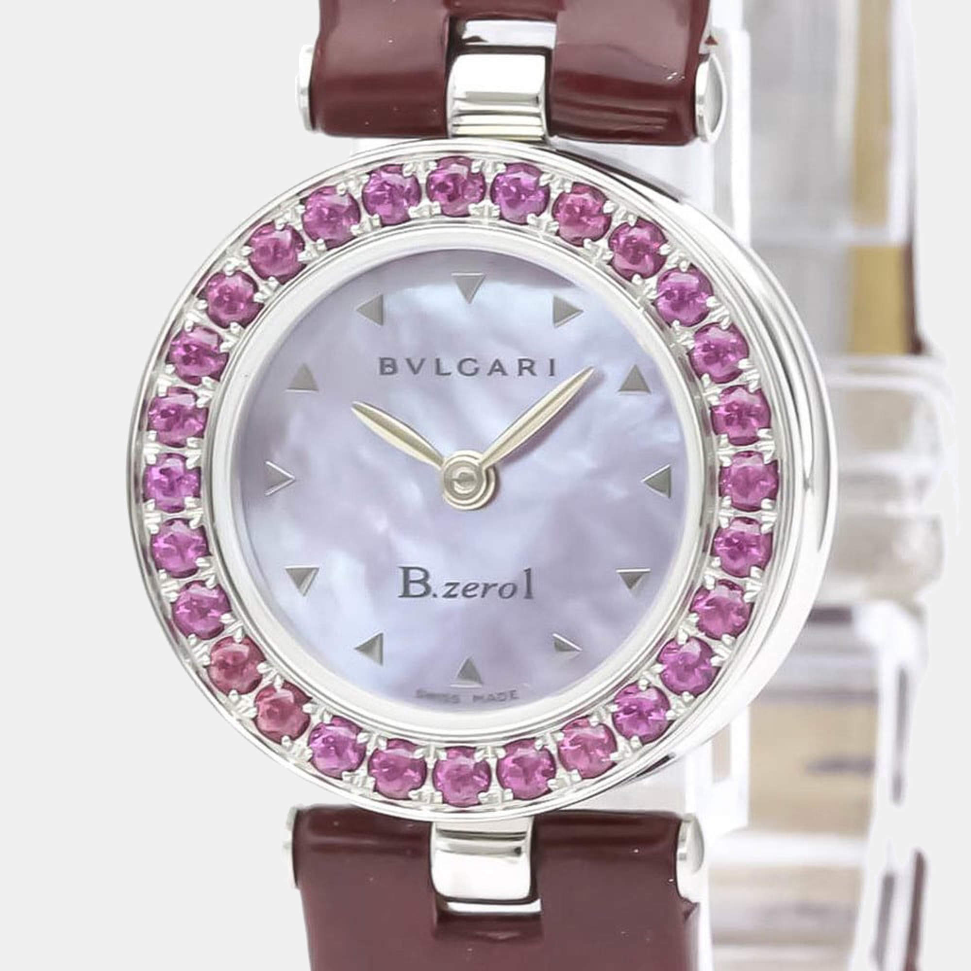Bvlgari MOP Stainless Steel B.Zero1 BZ22S Quartz Women's Wristwatch 22 mm