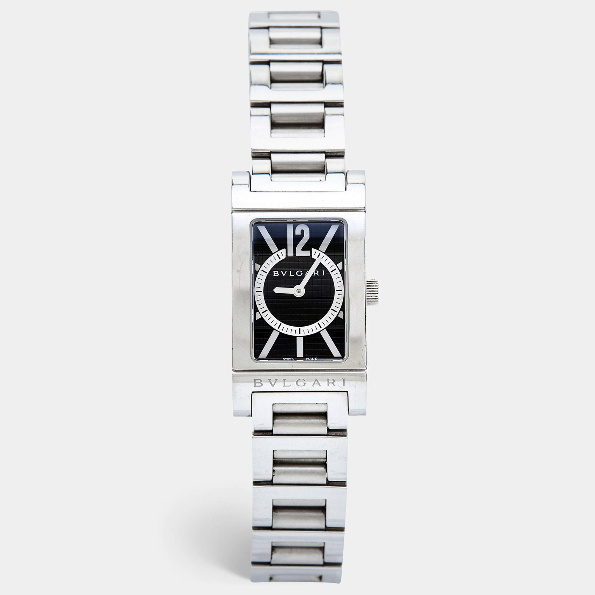 مملوكة مسبقًا Bvlgari Black Stainless Steel Rettangolo RT39S Women's Wristwatch 21 x 39 mm 