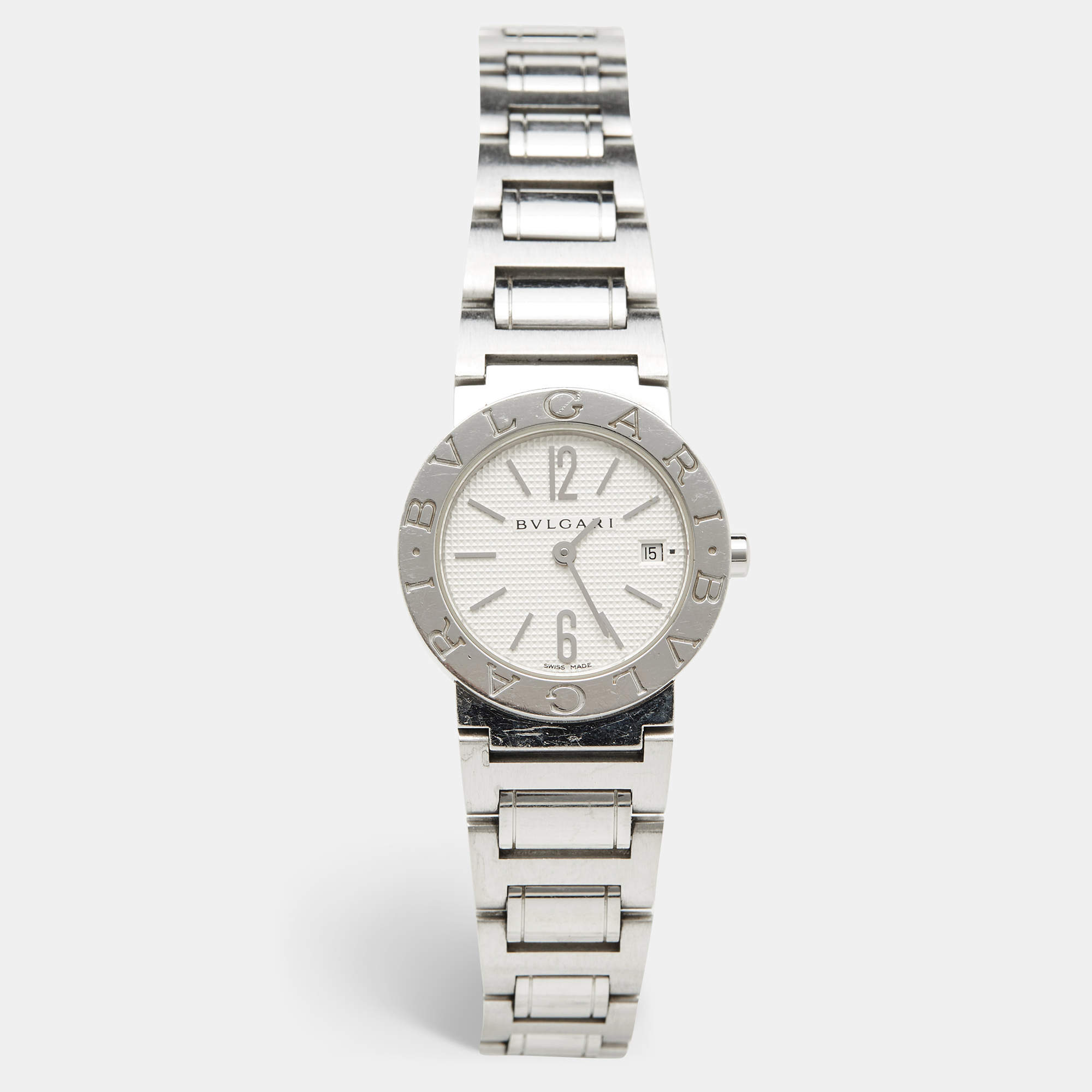 Pre Owned Bvlgari Silver White Stainless Steel Bvlgari Bvlgari BB26SS Women's Wristwatch 26 mm