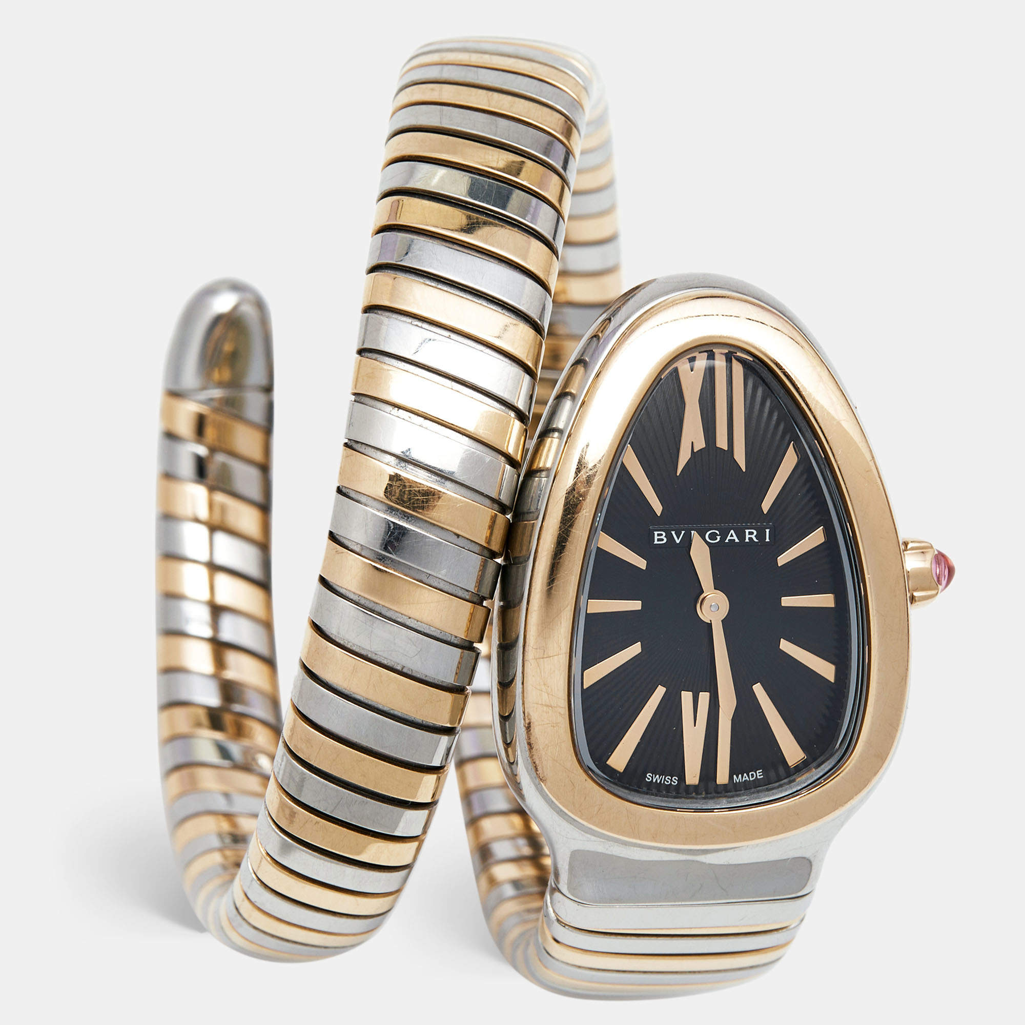 Bvlgari Black 18K Rose Gold Stainless Steel Serpenti Tubogas 102123 Women's Wristwatch 35 mm