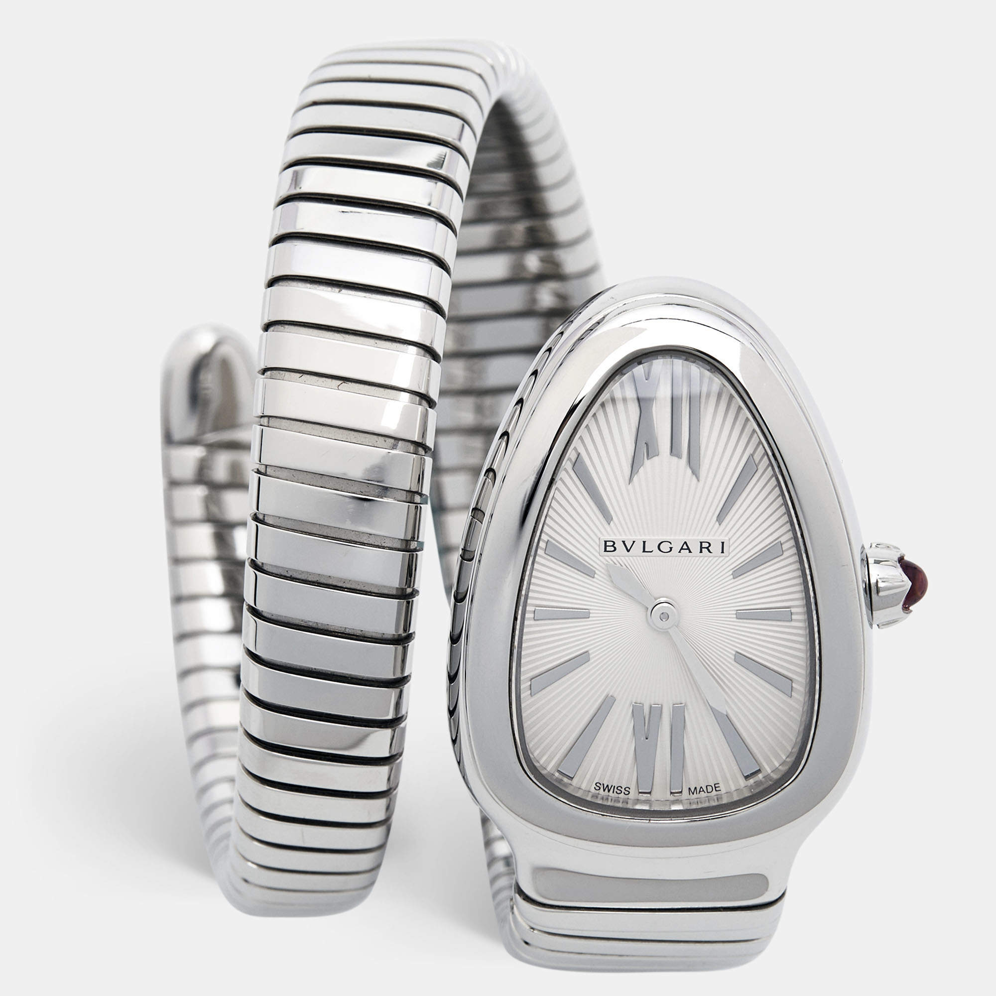 Bvlgari Silver Stainless Steel Serpenti Tubogas 101817 Women's Wristwatch 35 mm