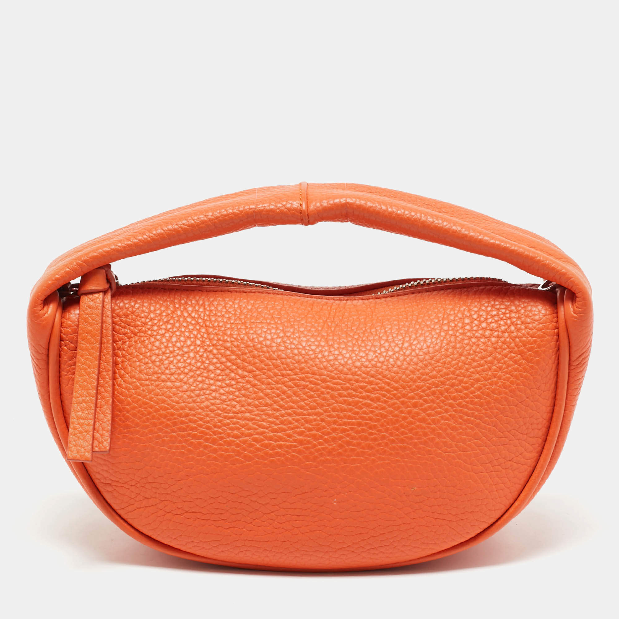 By Far Orange Leather Mini Hobo