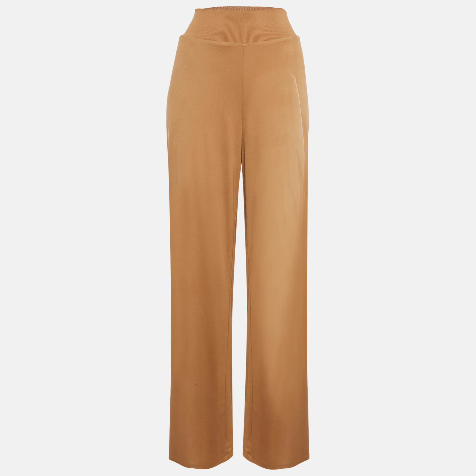 Pre Owned Calvin Klein Dark Beige Elastic Waist Loose Fit Pants XL