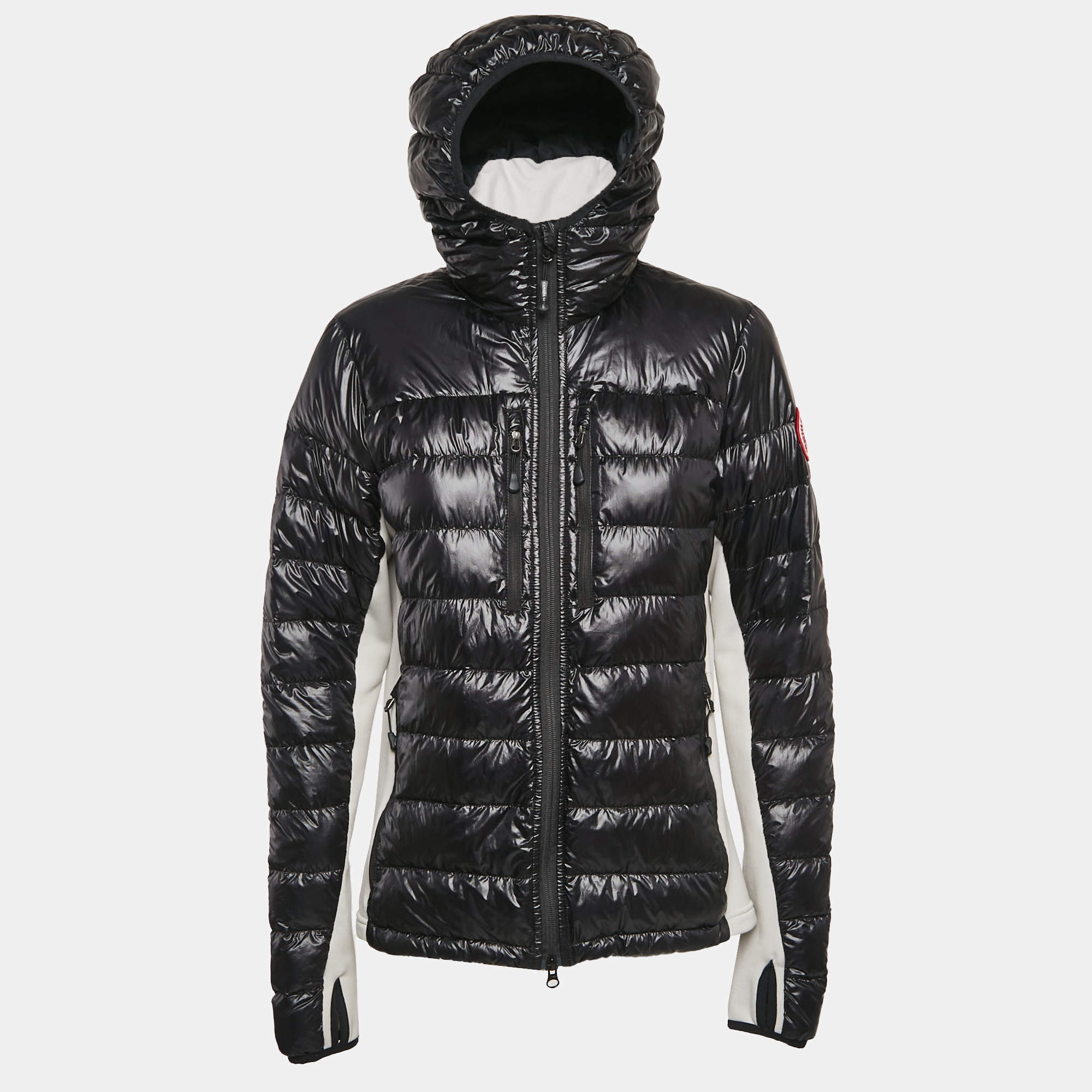 Pre Owned Canada Goose Black Nylon Hooded Zip-Up Puffer Down Jacket L
