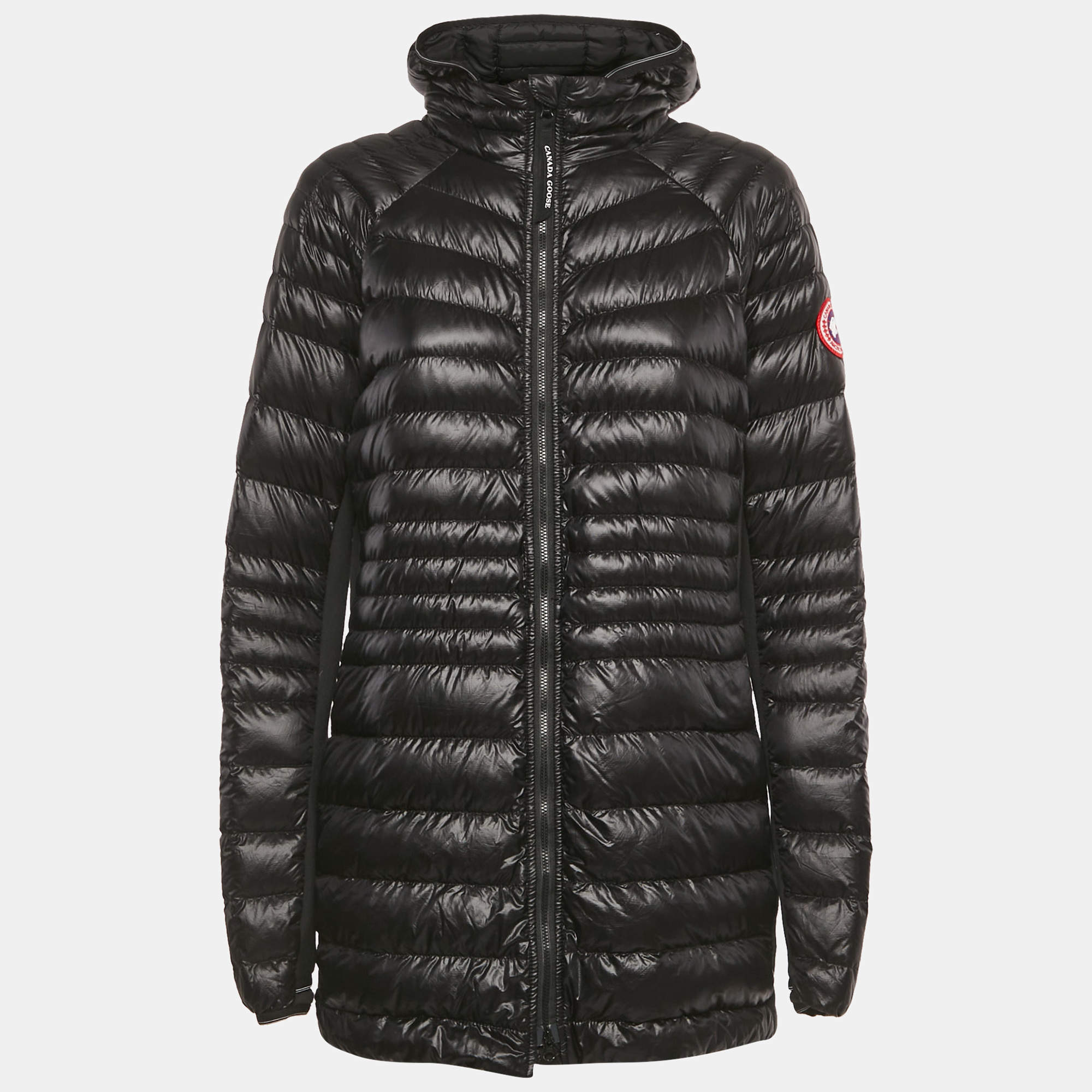Pre Owned Canada Goose Black Nylon Hooded Zip-Up Down Jacket XL