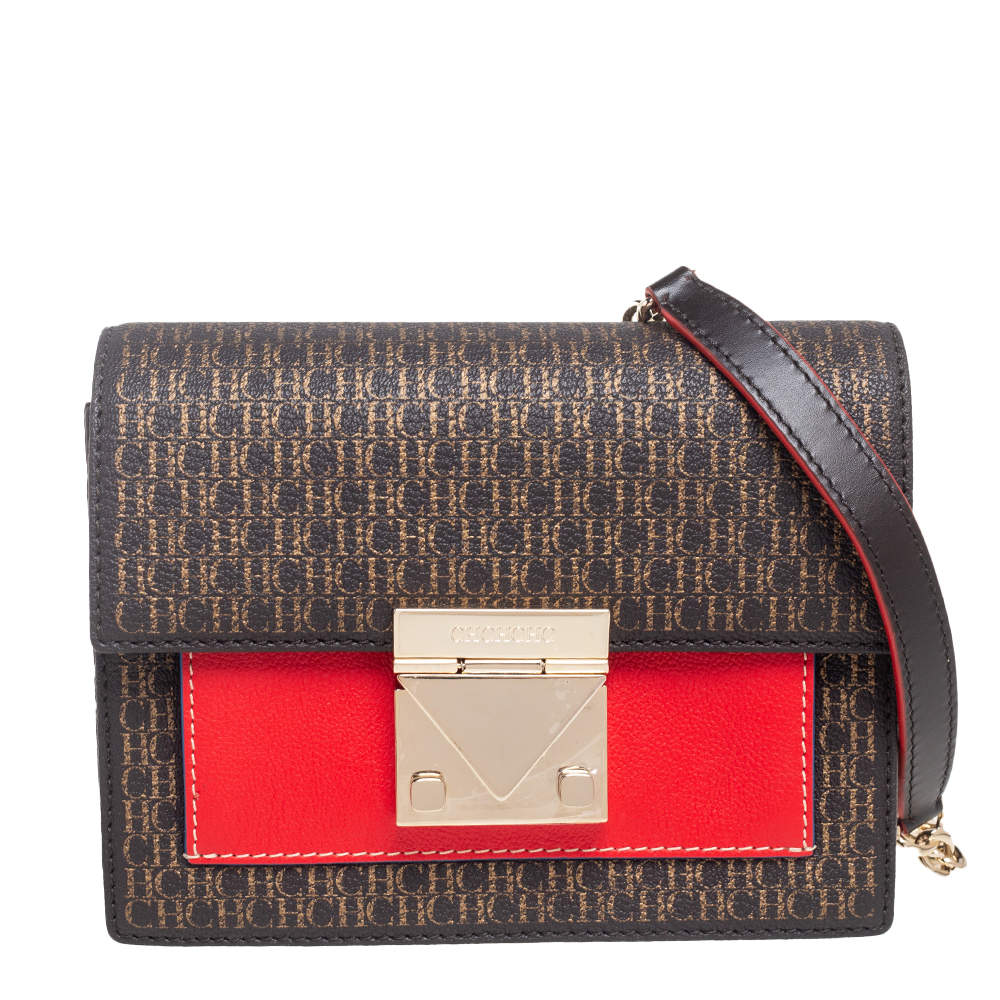 Pre Owned Carolina Herrera Multicolor Signature Coated Canvas Small Carry On Bandoulière Bag