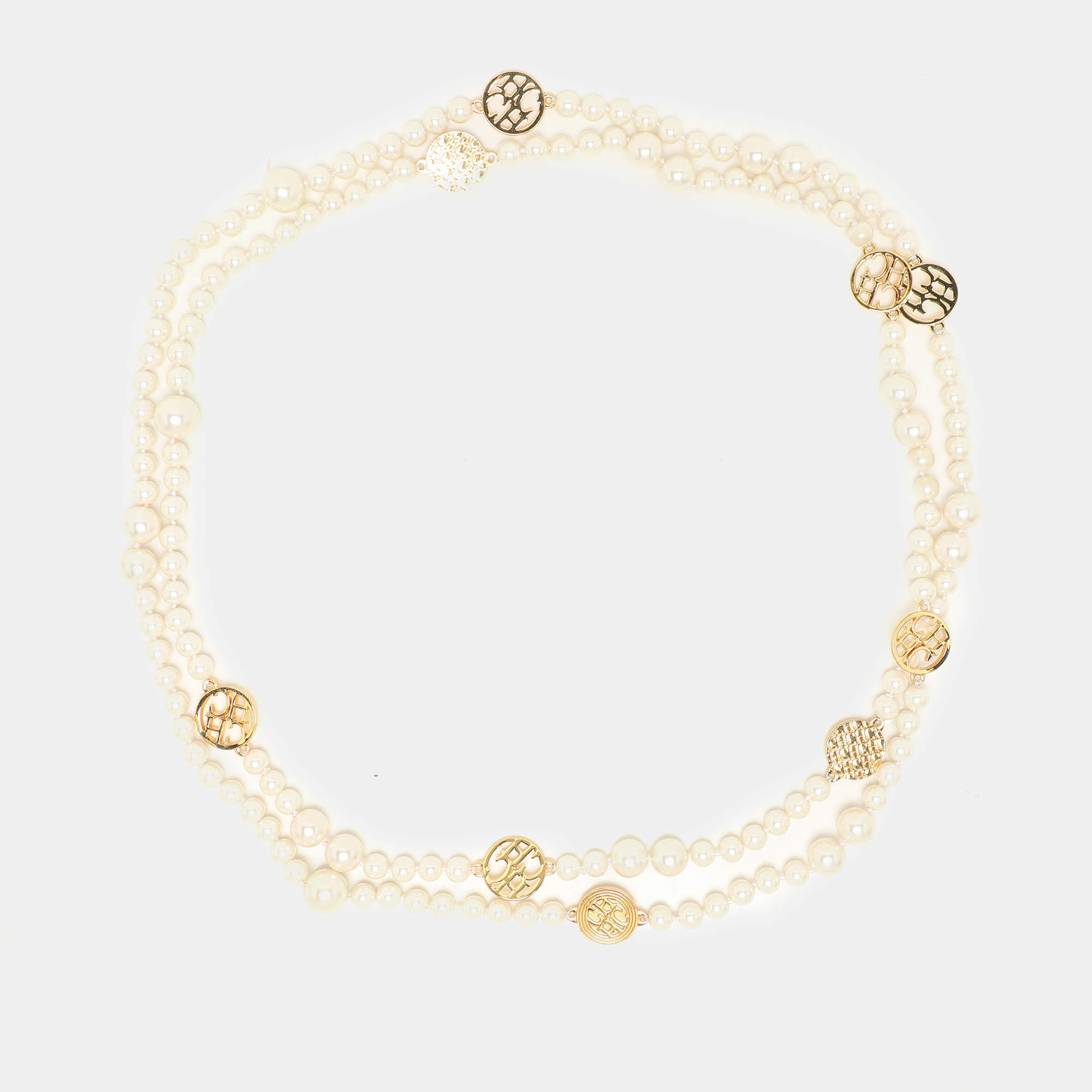 Carolina Herrera A day for Love Logo Medallion Multi Strand Station Necklace