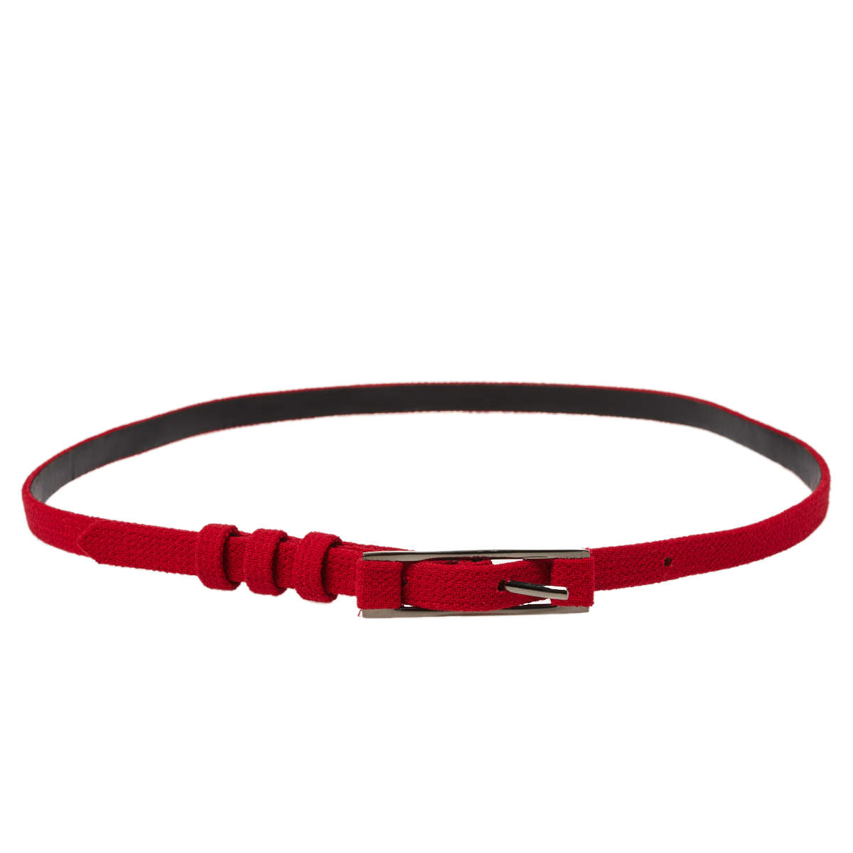 Pre Owned Carolina Herrera Red Fabric Slim Buckle Belt