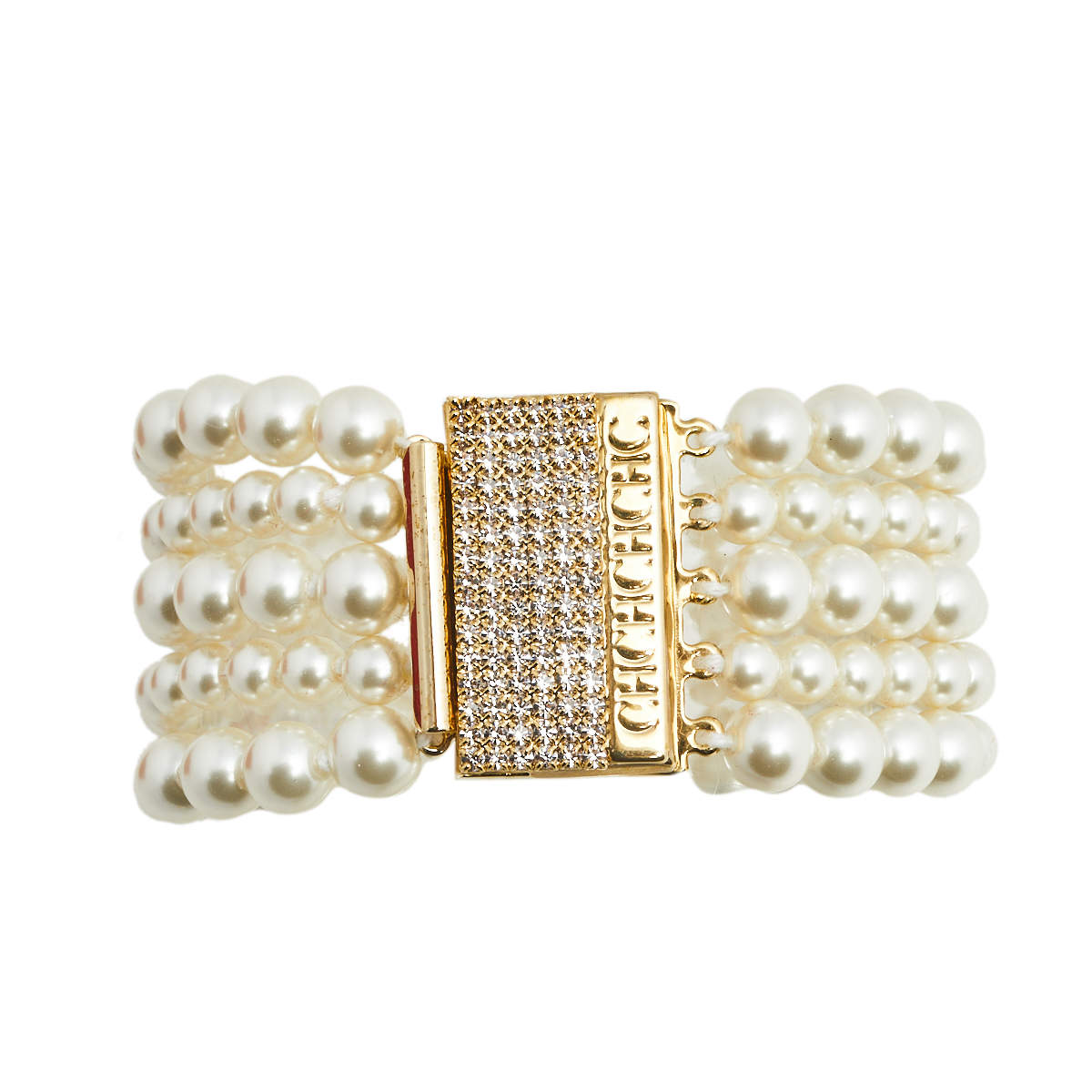 Pre Owned Carolina Herrera Faux Pearl Multi Strand Bracelet