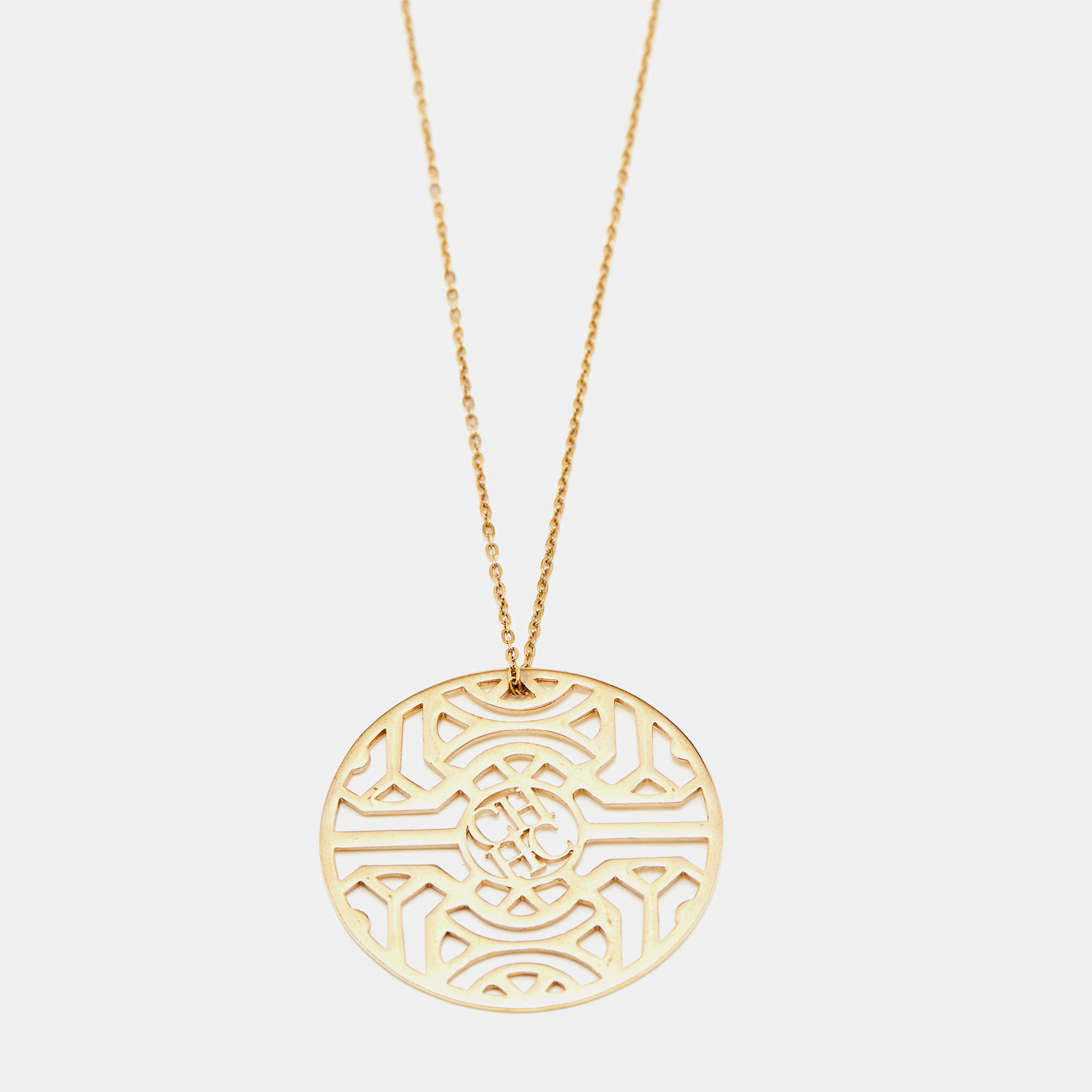 Pre Owned CH Carolina Herrera Gold Tone Medallion Pendant