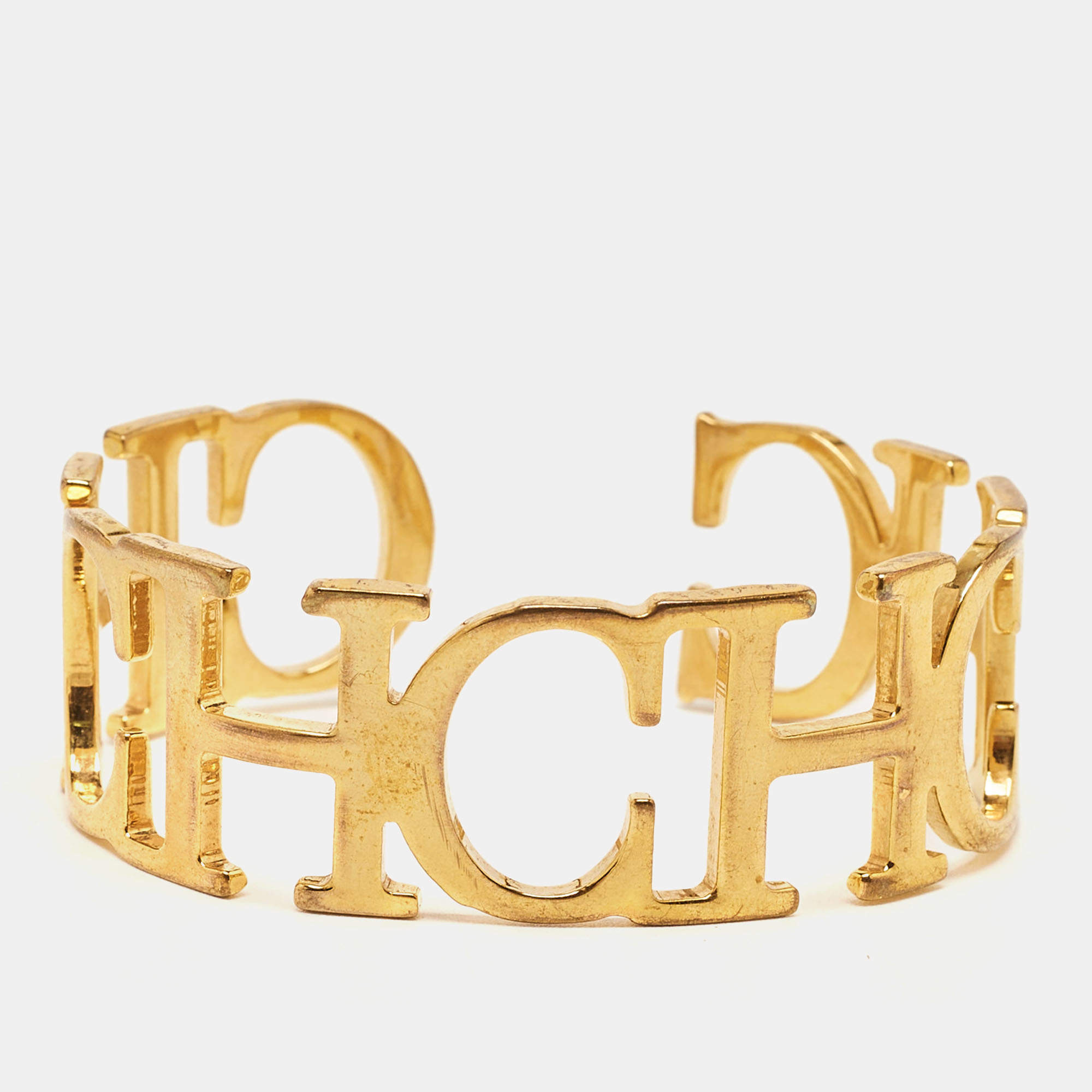 Carolina Herrera CH Between the Line Gold Tone Cuff Bracelet Carolina ...