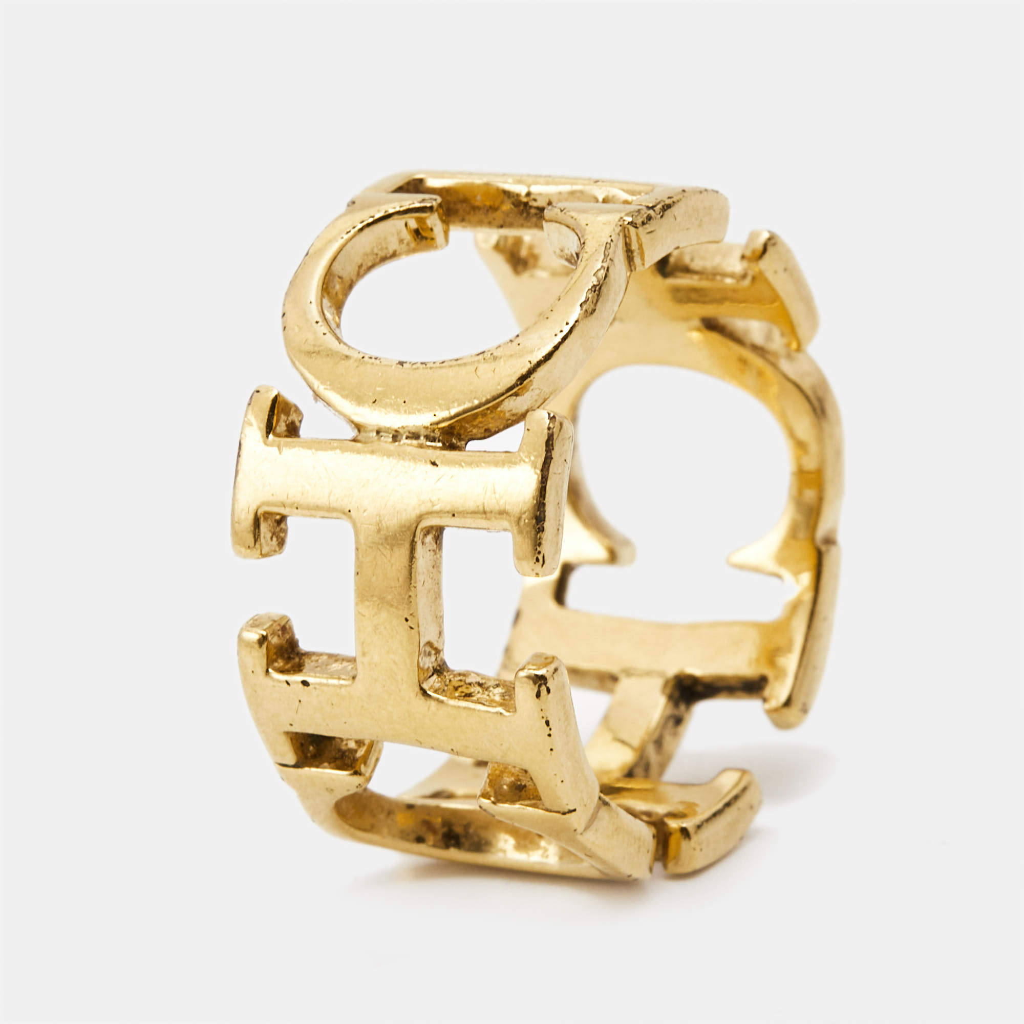 Carolina Hererra CH Gold Tone Ring Size 56