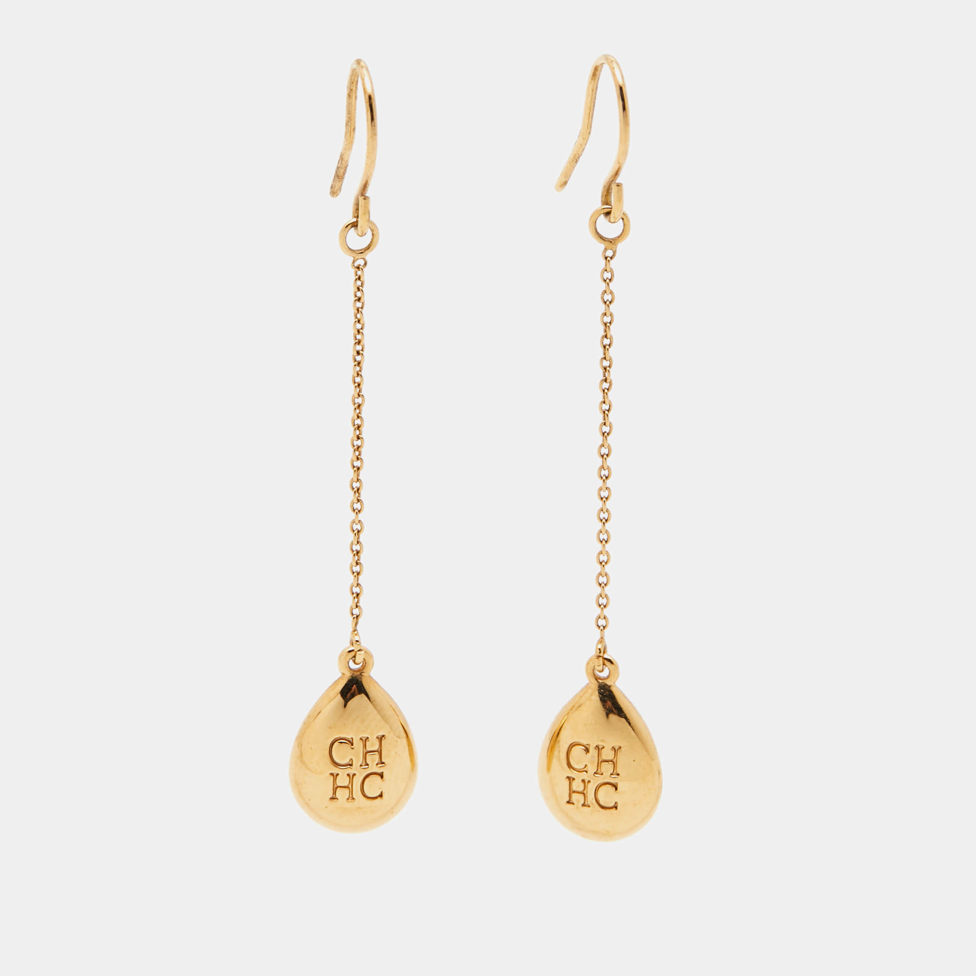 Pre Owned Carolina Herrera Crystal Gold Tone Earrings