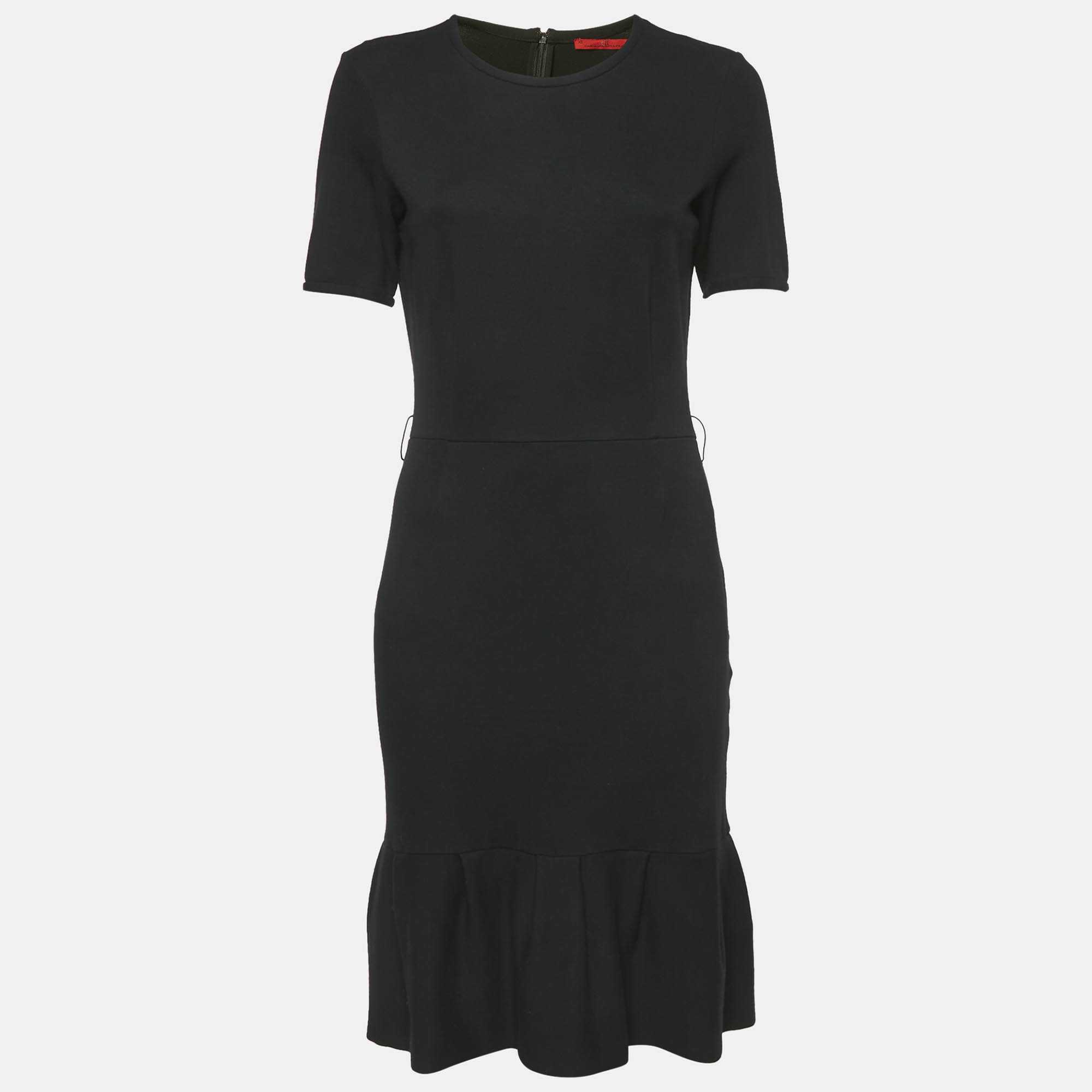 Carolina Herrera Black Jersey Flared Short Dress XS