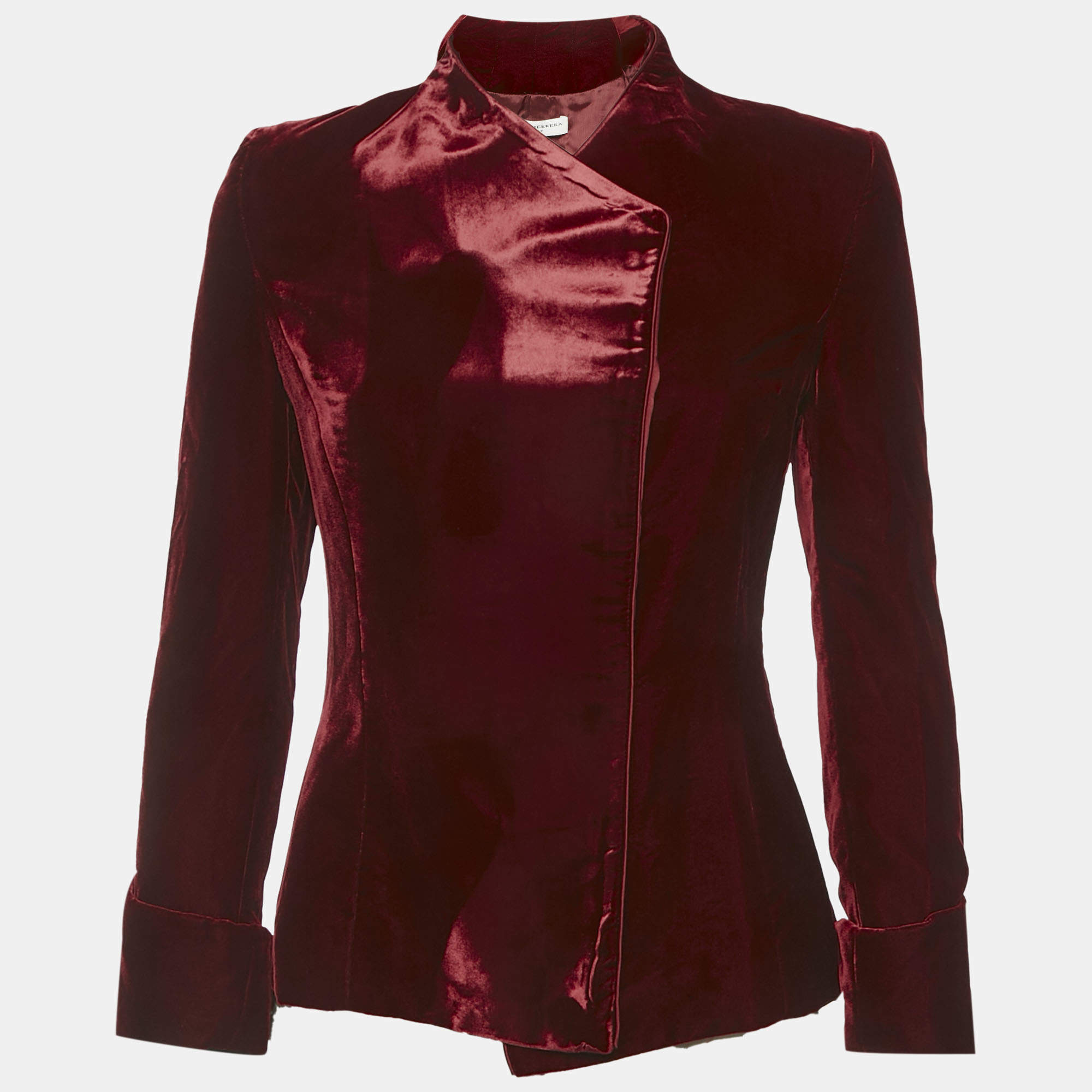 Pre Owned Carolina Herrera Red Velvet Cross-Over Jacket M