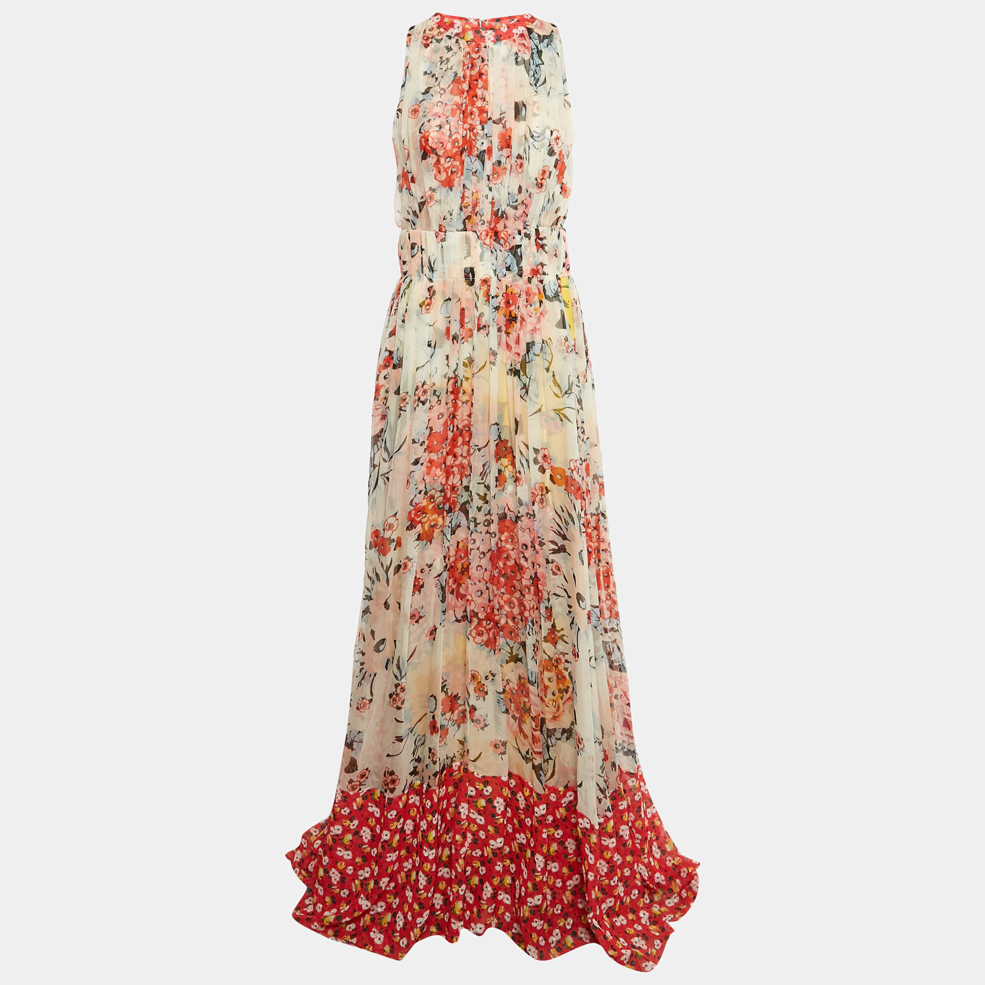 مملوكة مسبقًا Carolina Herrera Multicolor Floral Print Silk Long Dress M