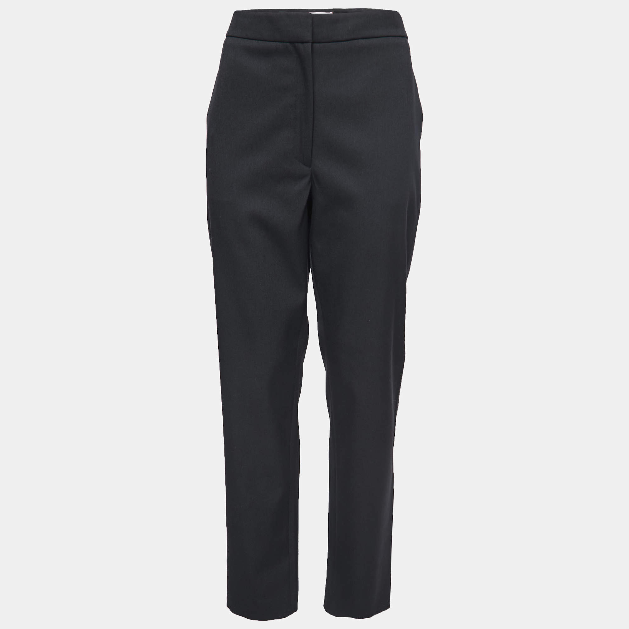 Pre Owned Carolina Herrera Black Wool Straight Leg Trousers L