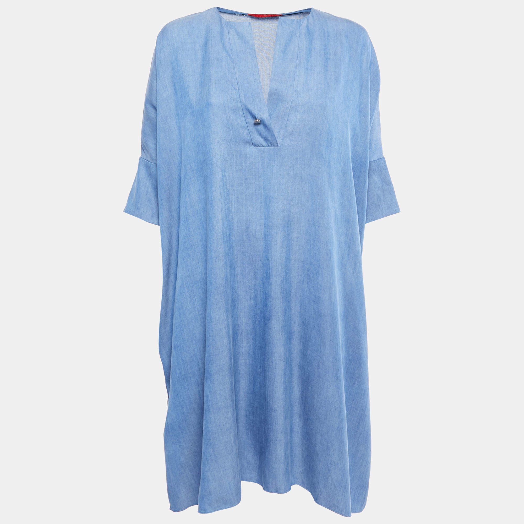 Carolina Herrera Blue Lyocell Oversized Tunic Dress XS