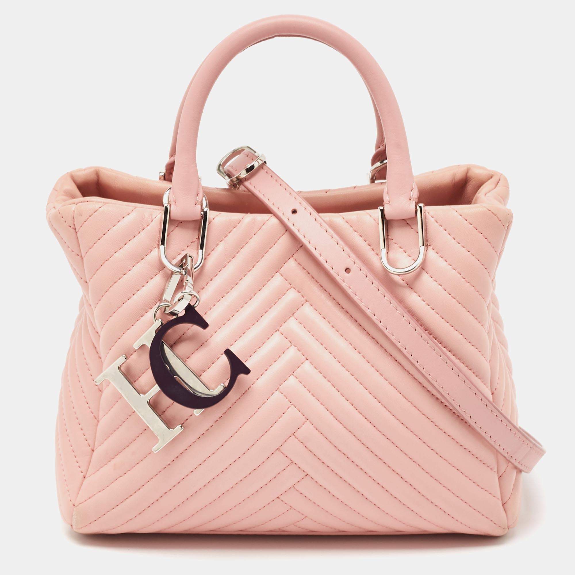 Carolina Herrera Pink Quilted Leather Duchess Tote 