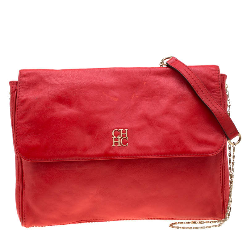 Carolina Herrera Red Leather Flap Shoulder Bag Carolina Herrera | The ...