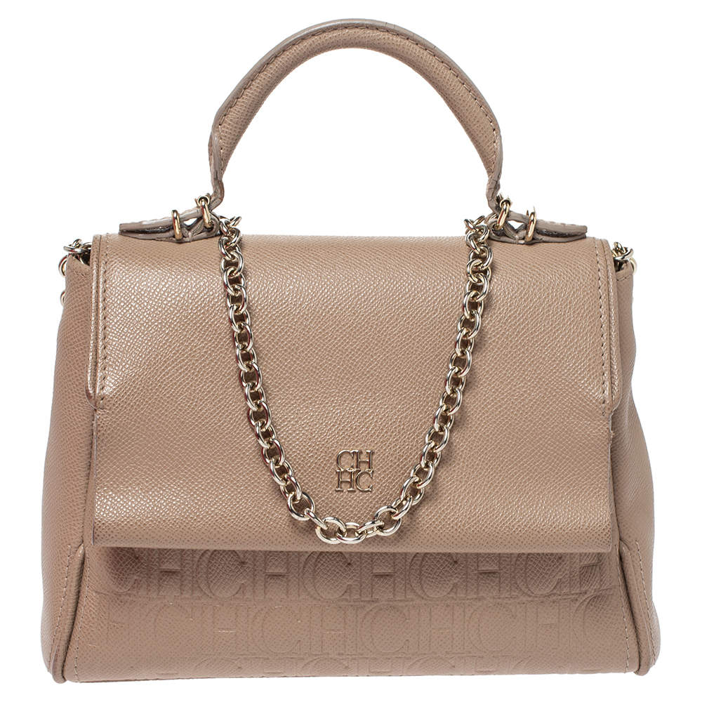 carolina herrera beige bag