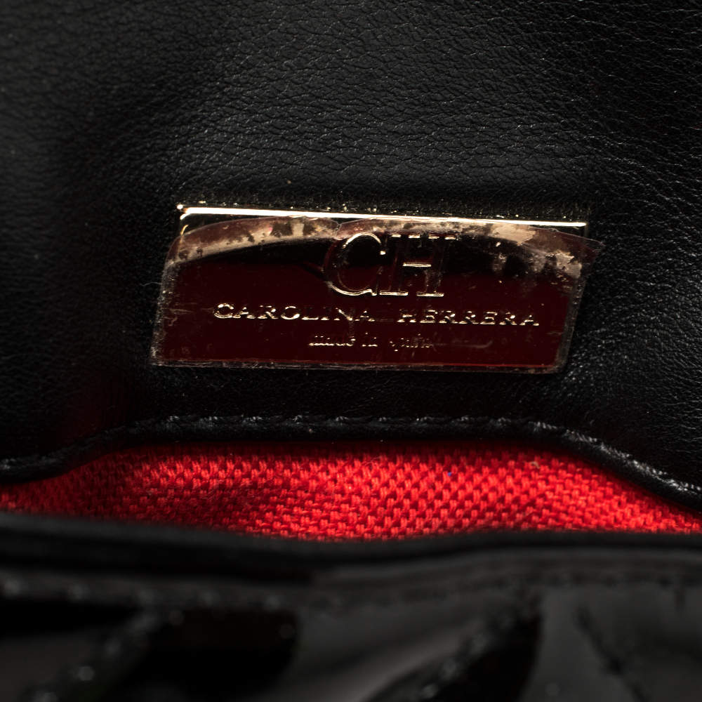 Carolina Herrera Black Chevron Quilt Patent Leather Mini Bimba Chain Bag  Carolina Herrera