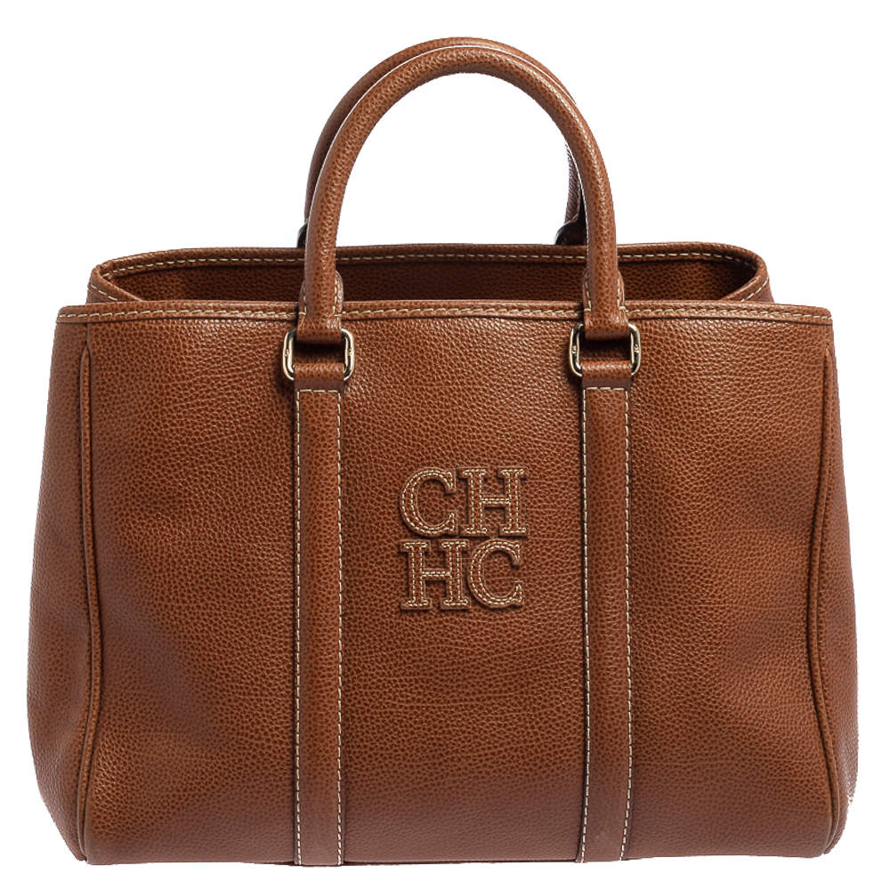 Pre Owned Carolina Herrera Brown Leather Matteo Tote
