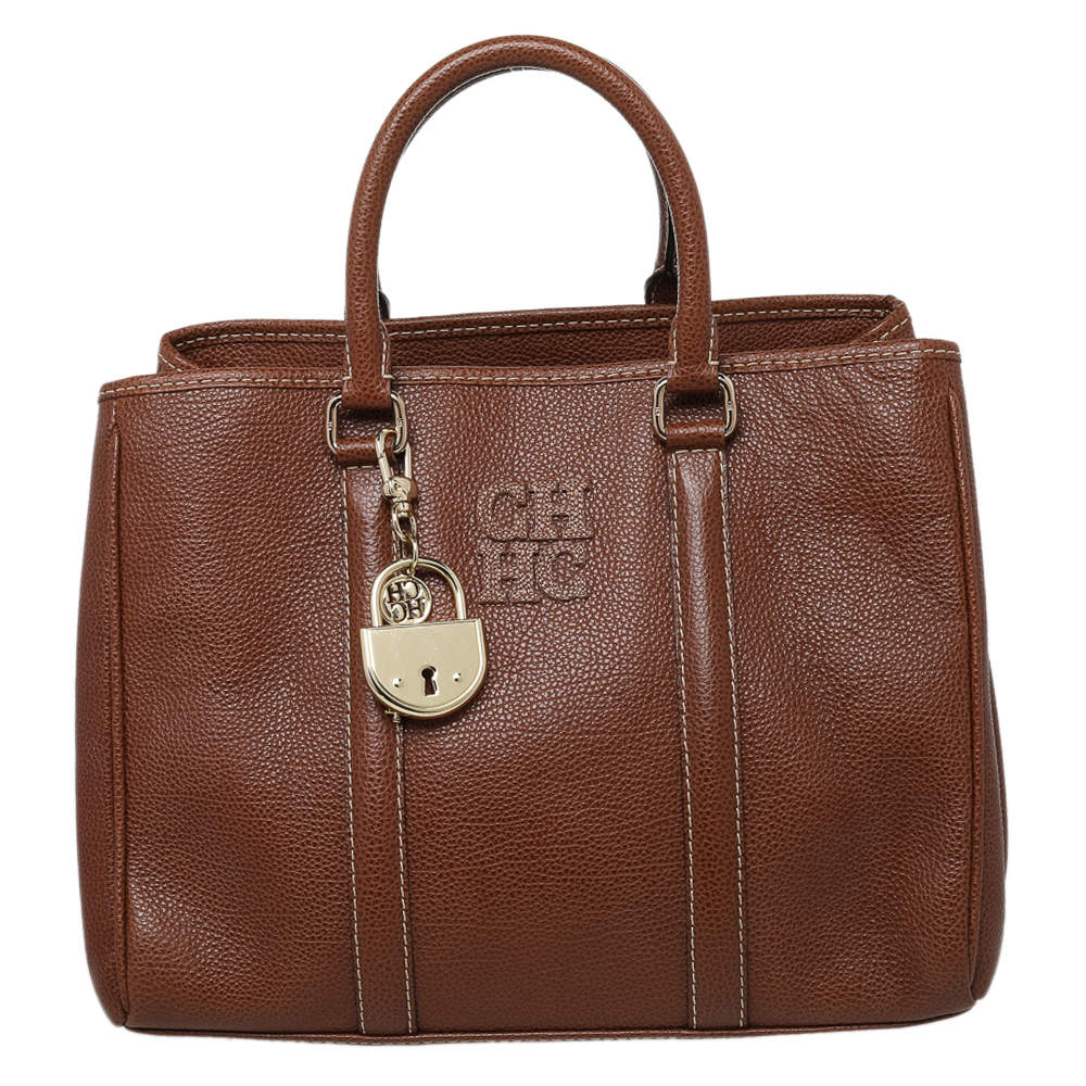 Pre Owned Carolina Herrera Brown Leather Matteo Tote