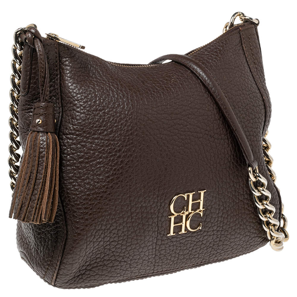 Carolina Hererra Brown Leather Fringe Chain Shoulder Bag Carolina Herrera |  The Luxury Closet