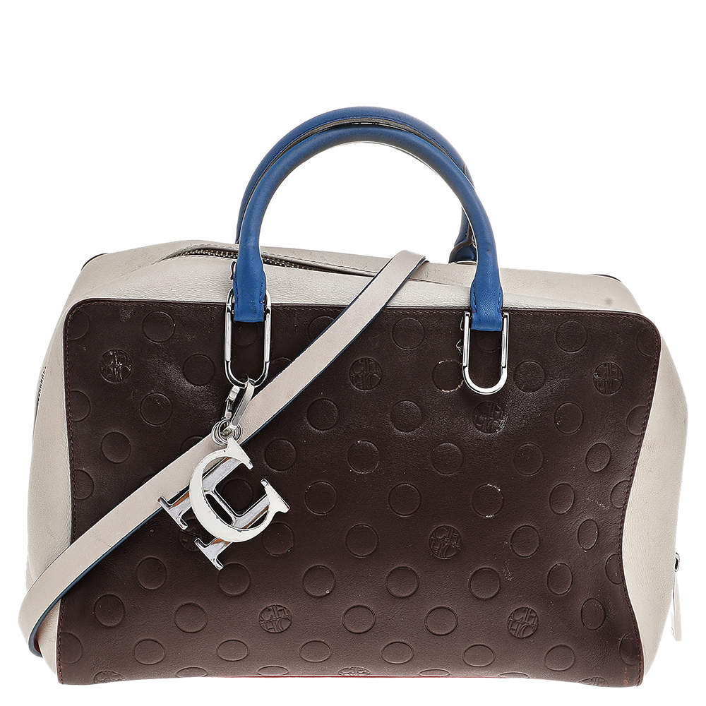 Pre Owned Carolina Herrera Multicolor Leather Logo Charm Satchel