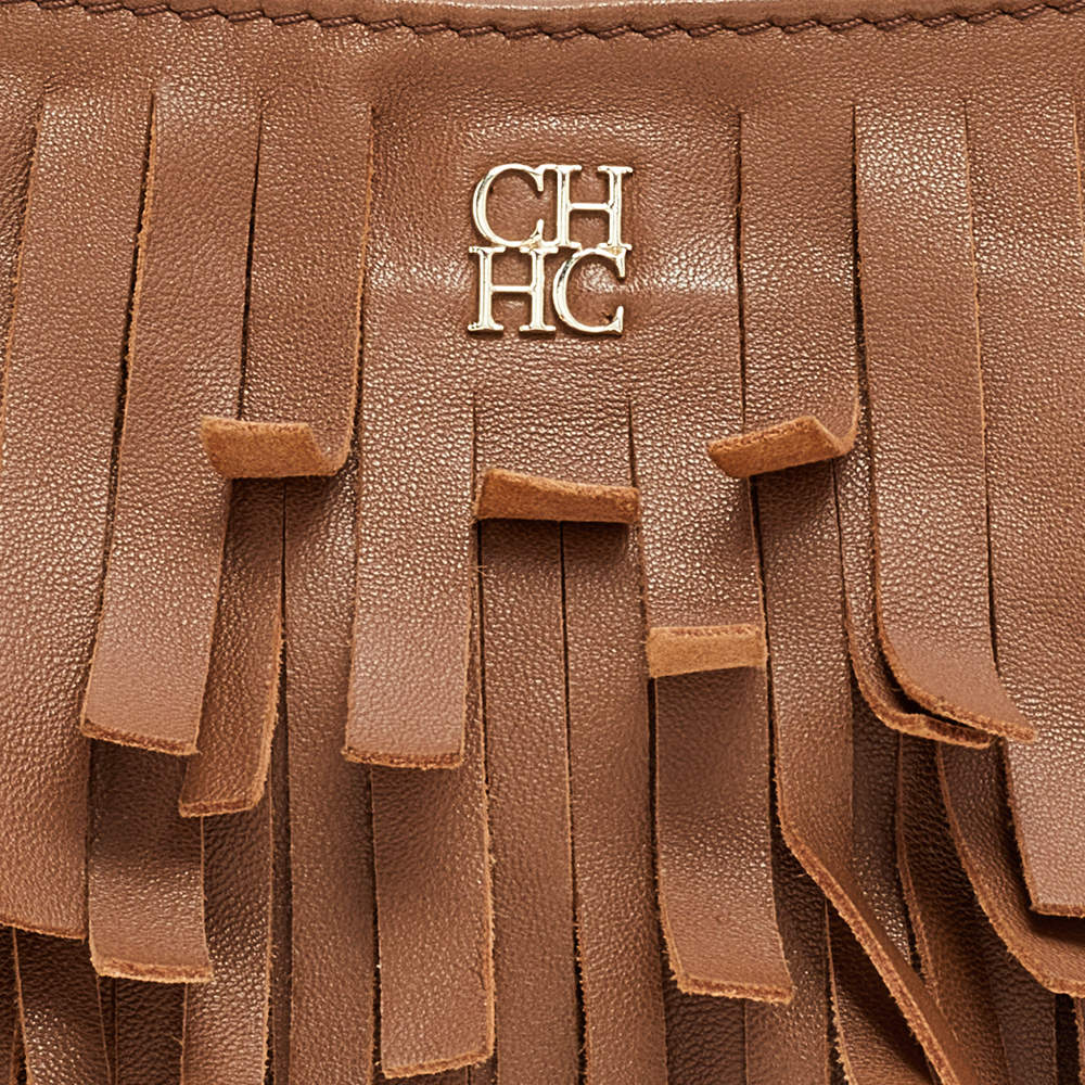 Carolina Hererra Brown Leather Fringe Chain Shoulder Bag Carolina Herrera |  The Luxury Closet